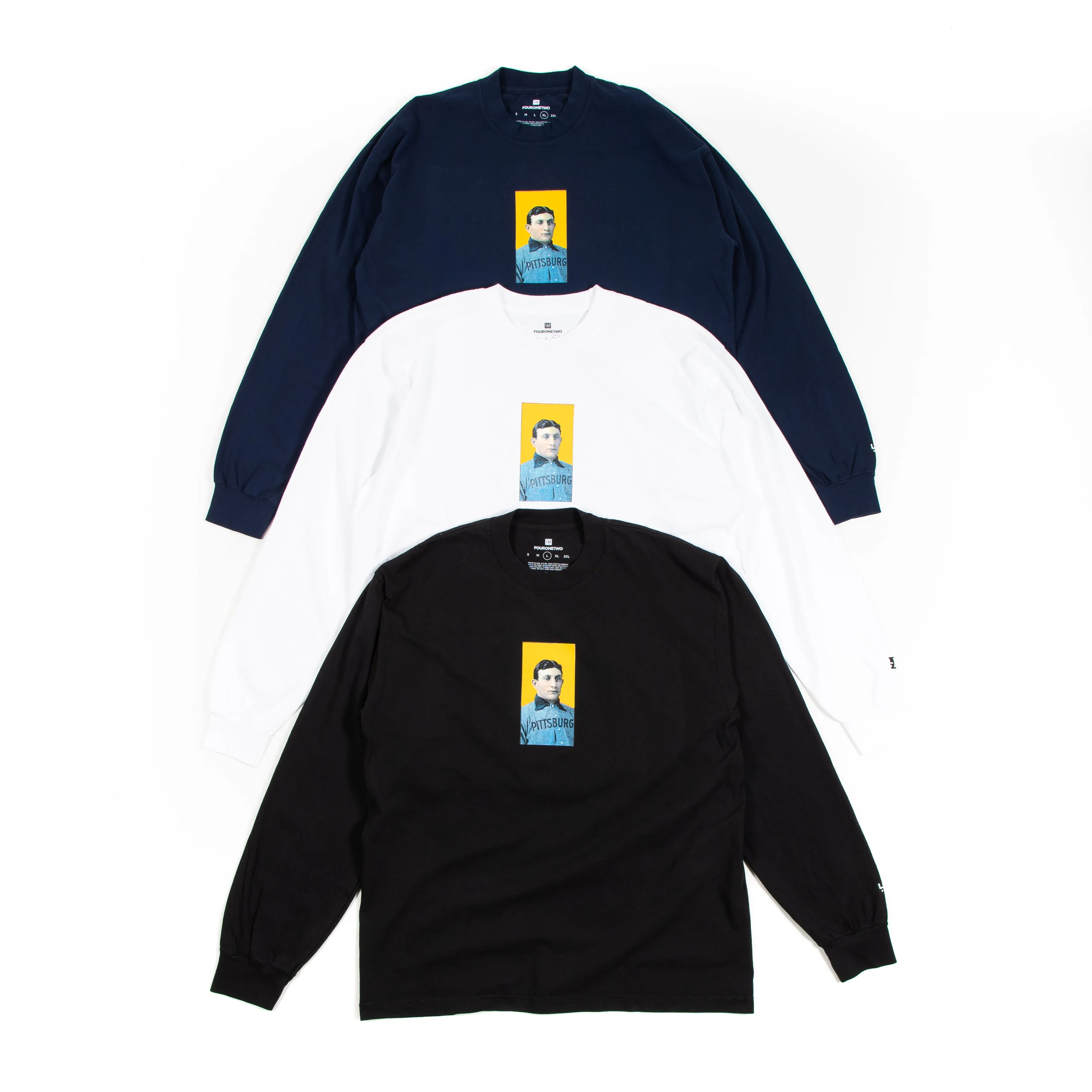 Printed Logo Non Iron Finish 412? Honus Wagner Card LS Tee