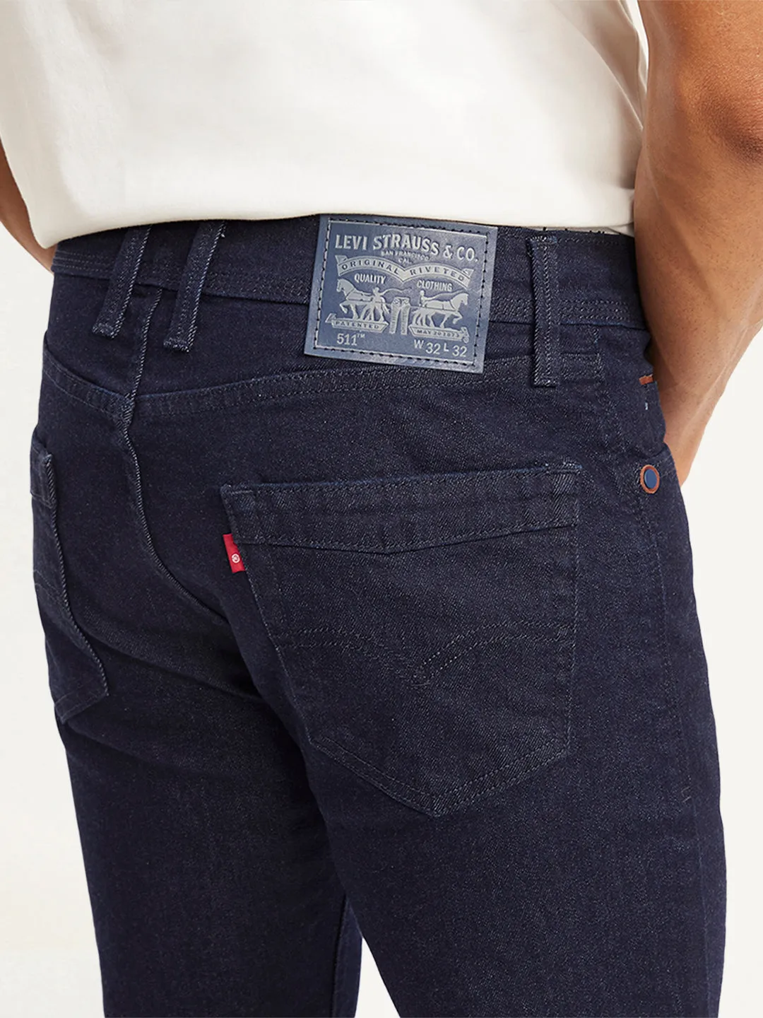 Smart Casual Modern Rainy Day Men's 511 Navy Blue Slim Fit Mid Rise Jeans