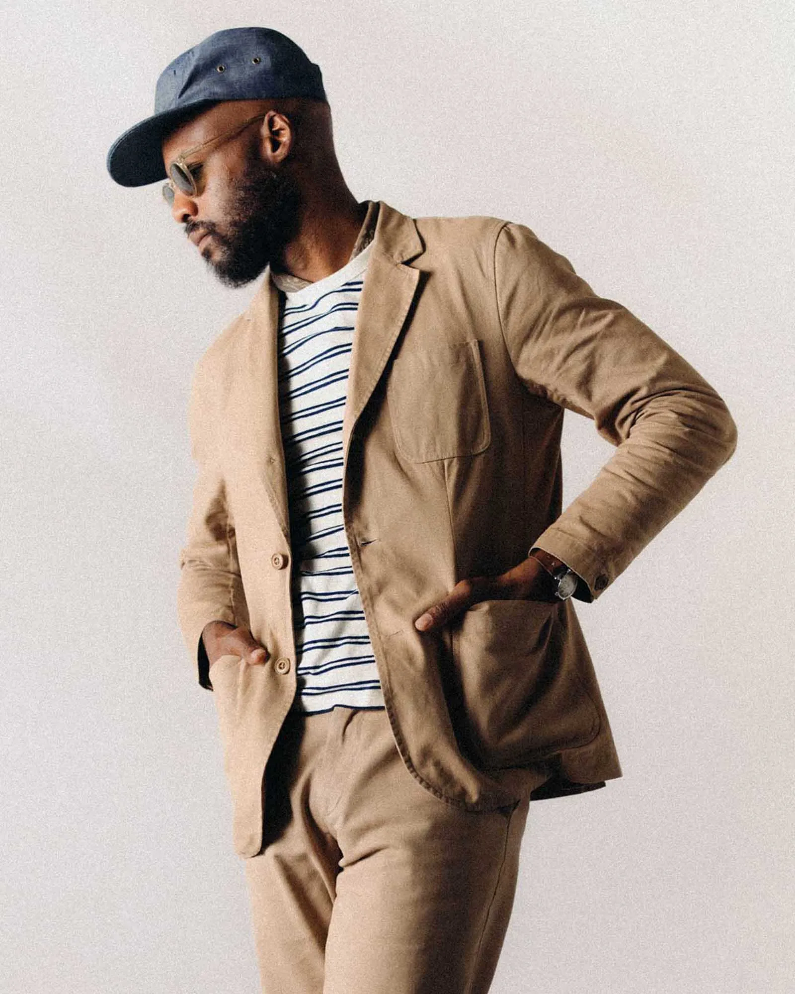 Thermoregulating Lining Seamless Knit Cuffs The Foundation Sportcoat in Organic Khaki Twill