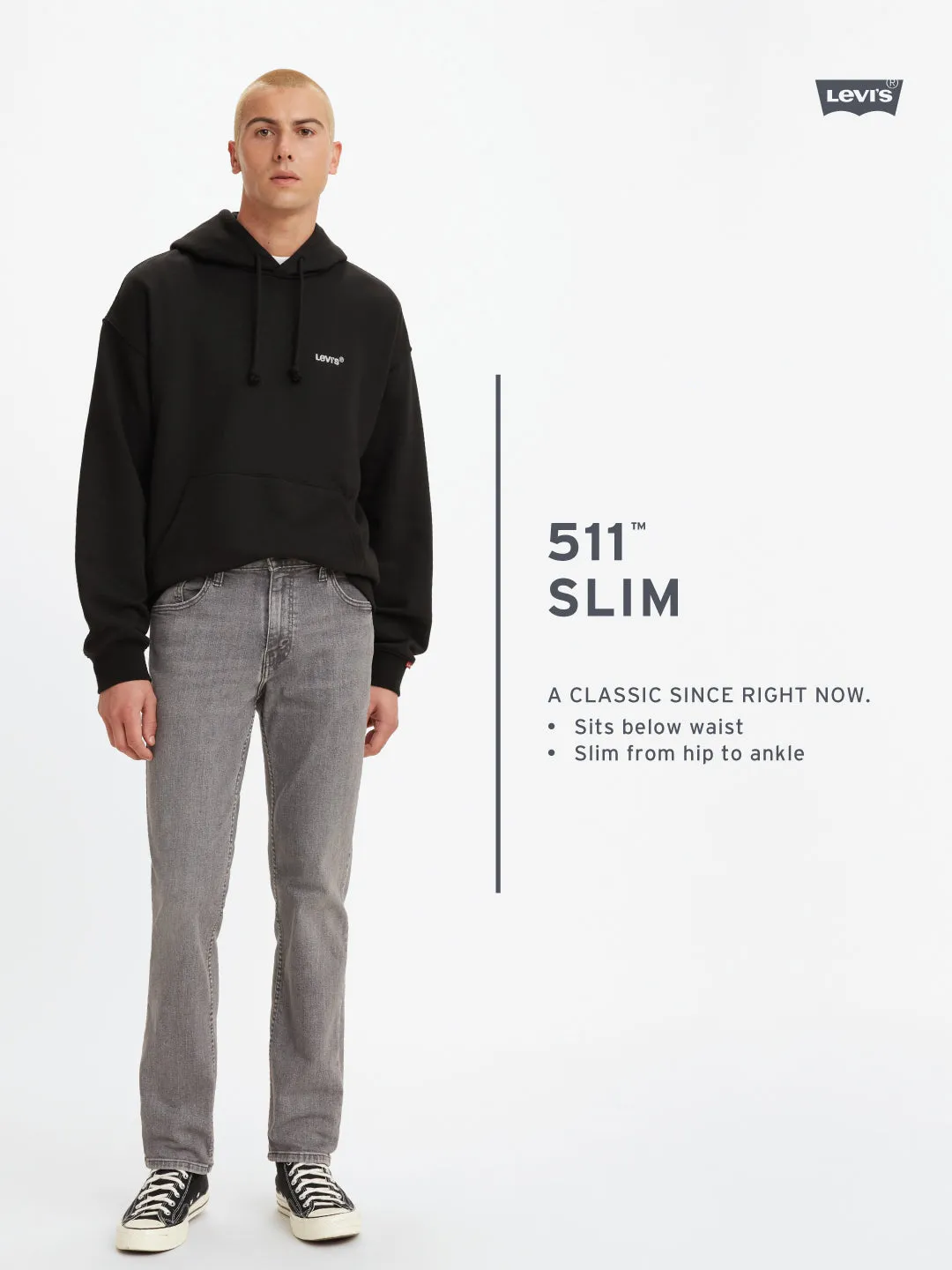 Stretch Denim Technology Smart Casual Spring Mood Formal Men's 511 Charcoal Grey Slim Fit Mid Rise Jeans