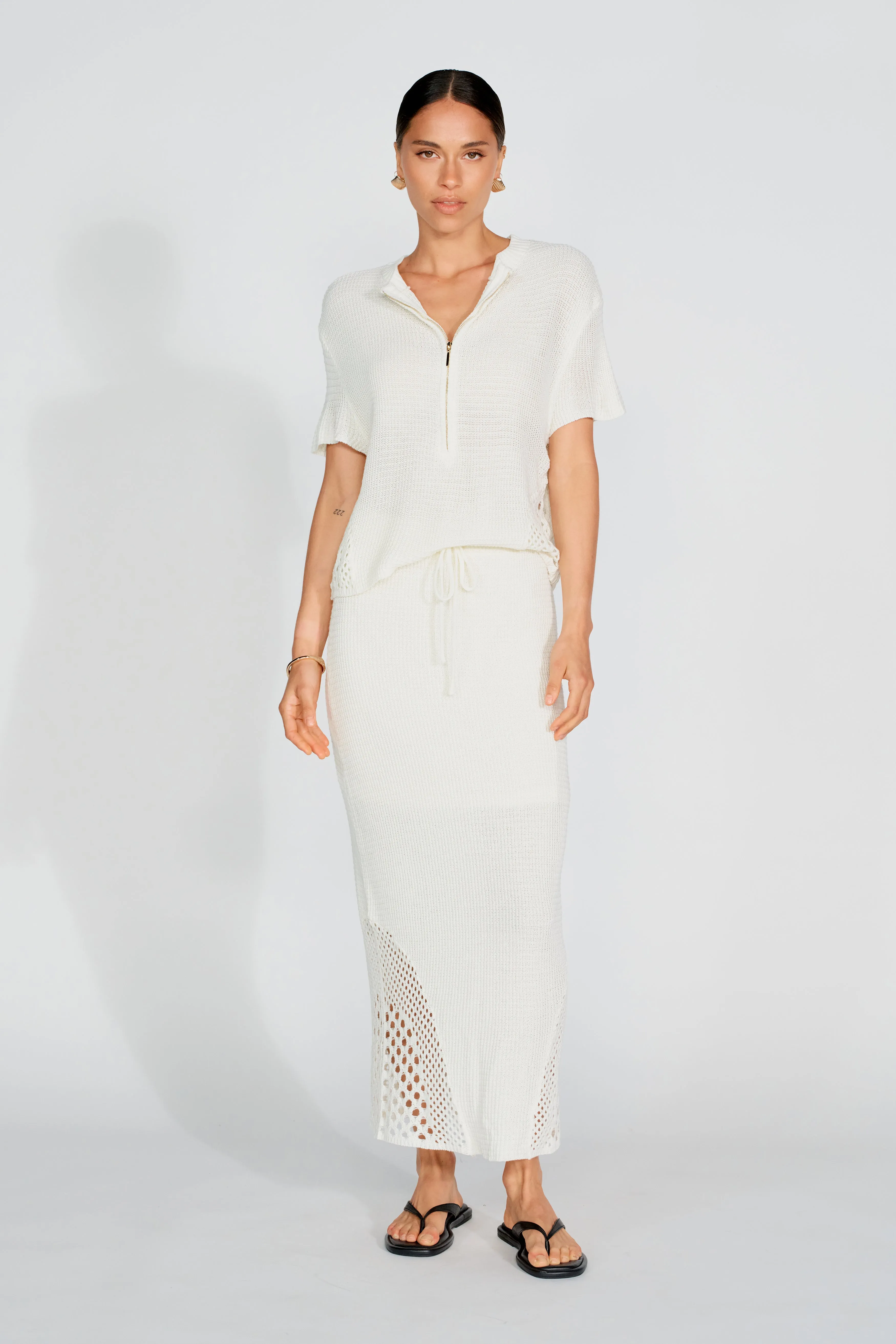 bump friendly Cosetta Knit Midi Skirt - Ivory