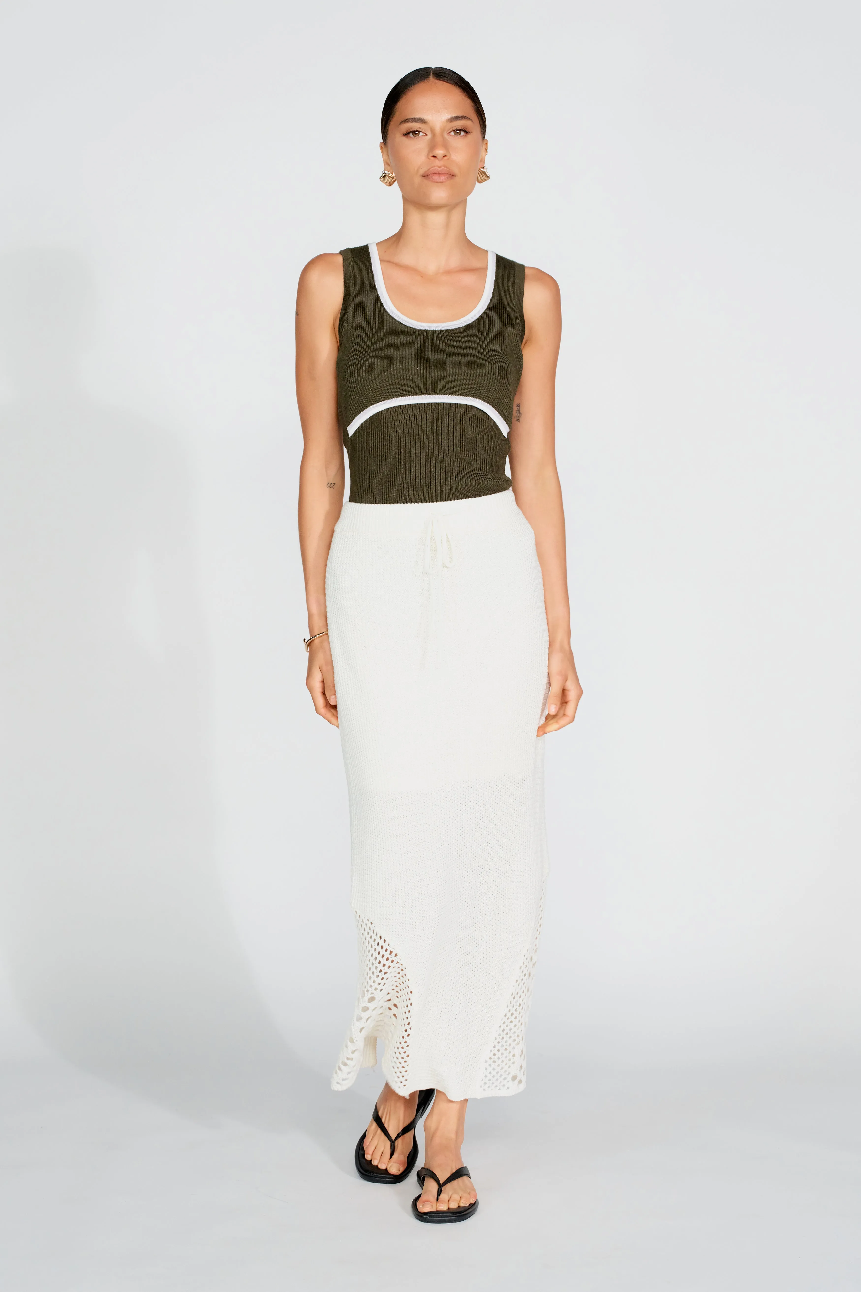 Cosetta Knit Midi Skirt - Ivory Breathable mesh autumn maternity