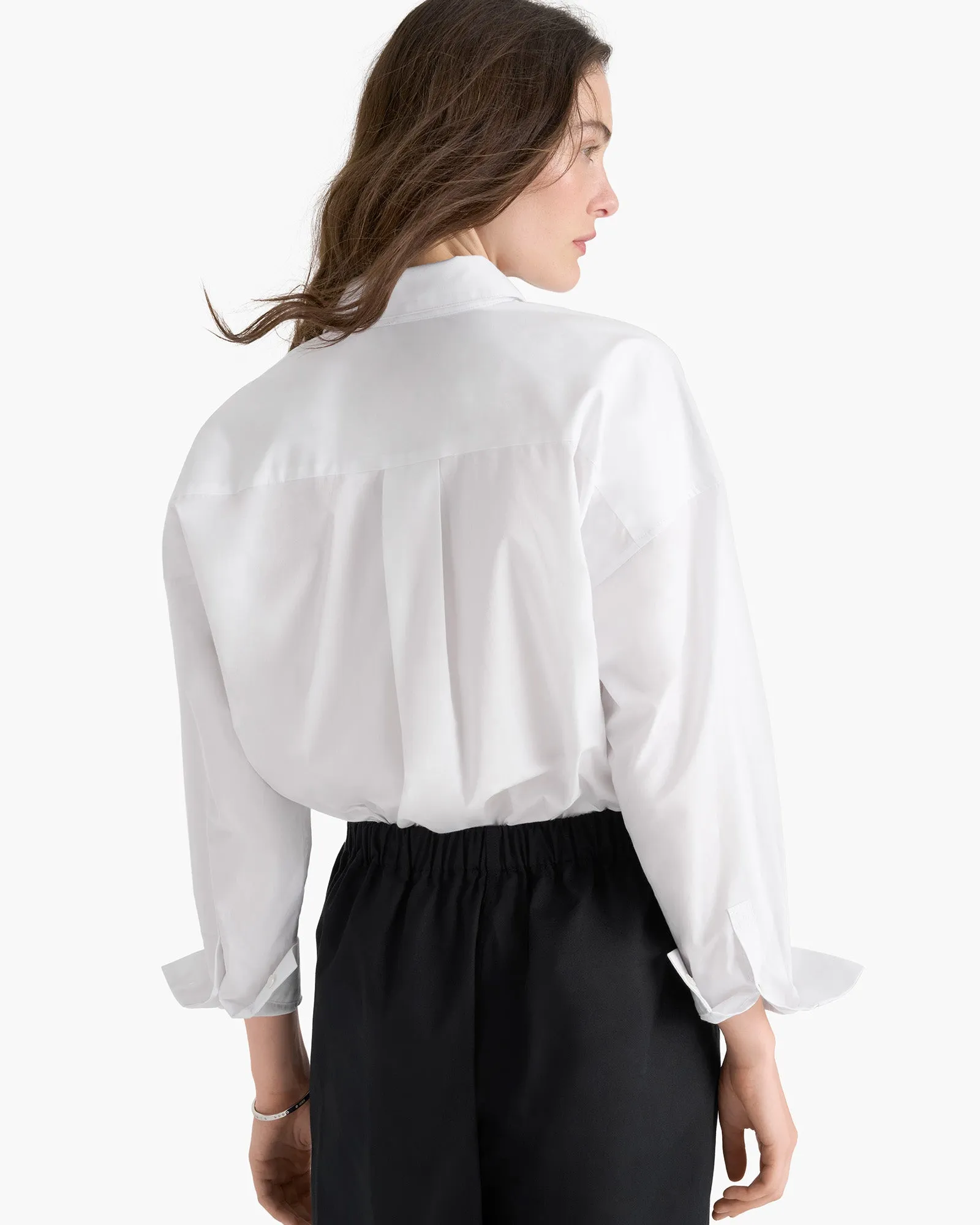 Regular Fit Cotton Poplin Boyfriend Shirt - White