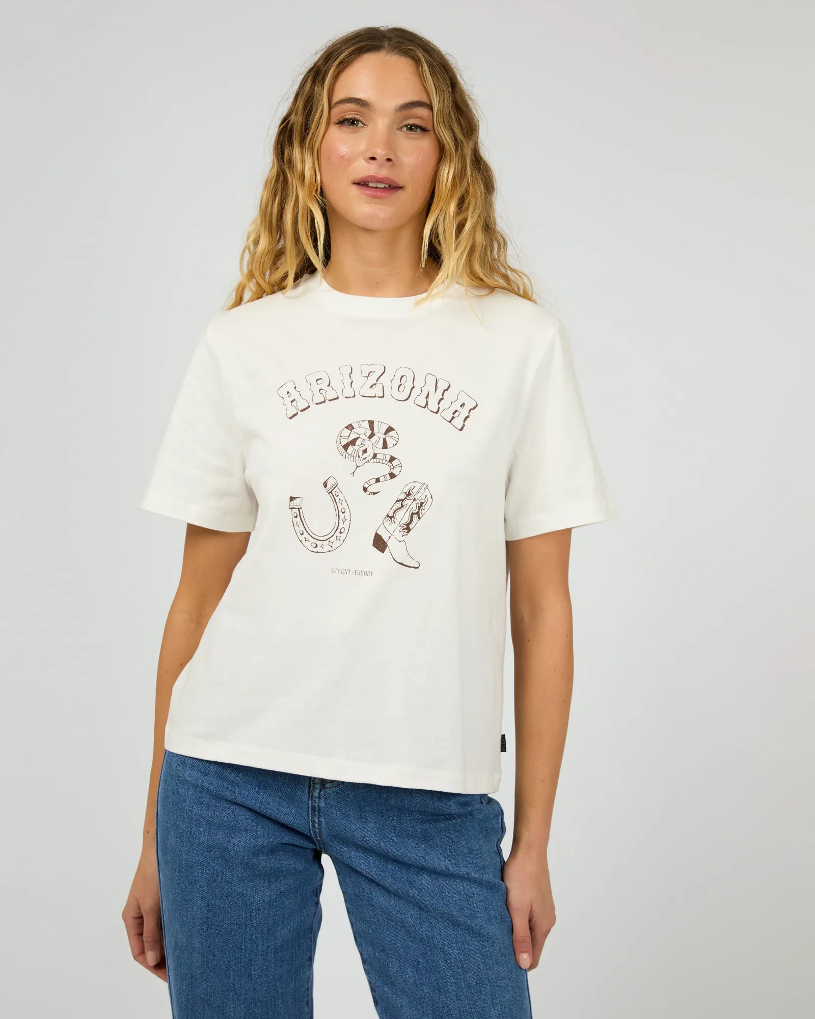 Relaxed Style Casual Look Cowboy Tee Vintage White