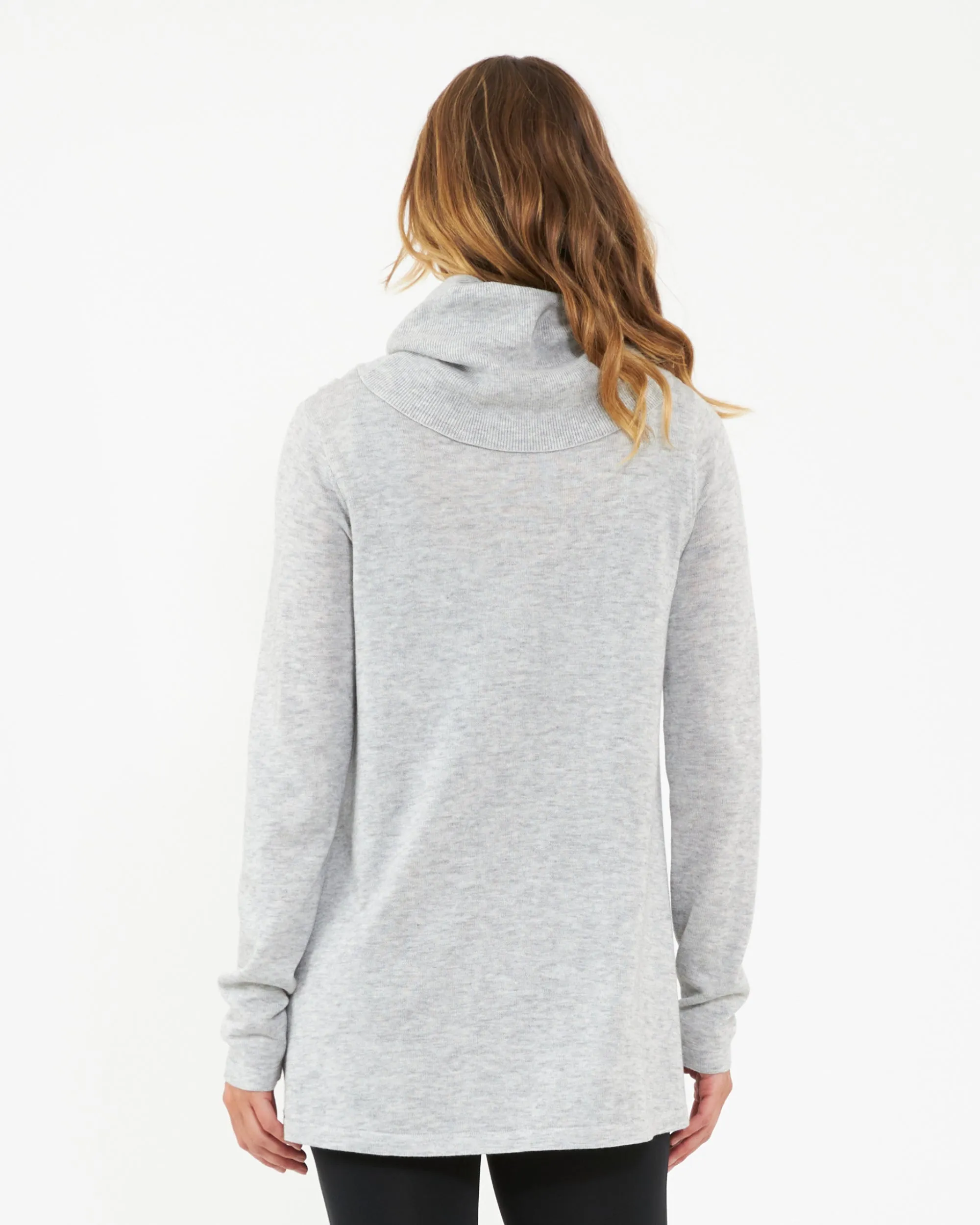 Bamboo Fiber Cowl Neck Nursing Knit  Silver Marle