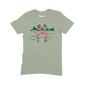 Reinforced Shoulder Stitching Layered Hem Design Fl-amigos Tee (Sage)