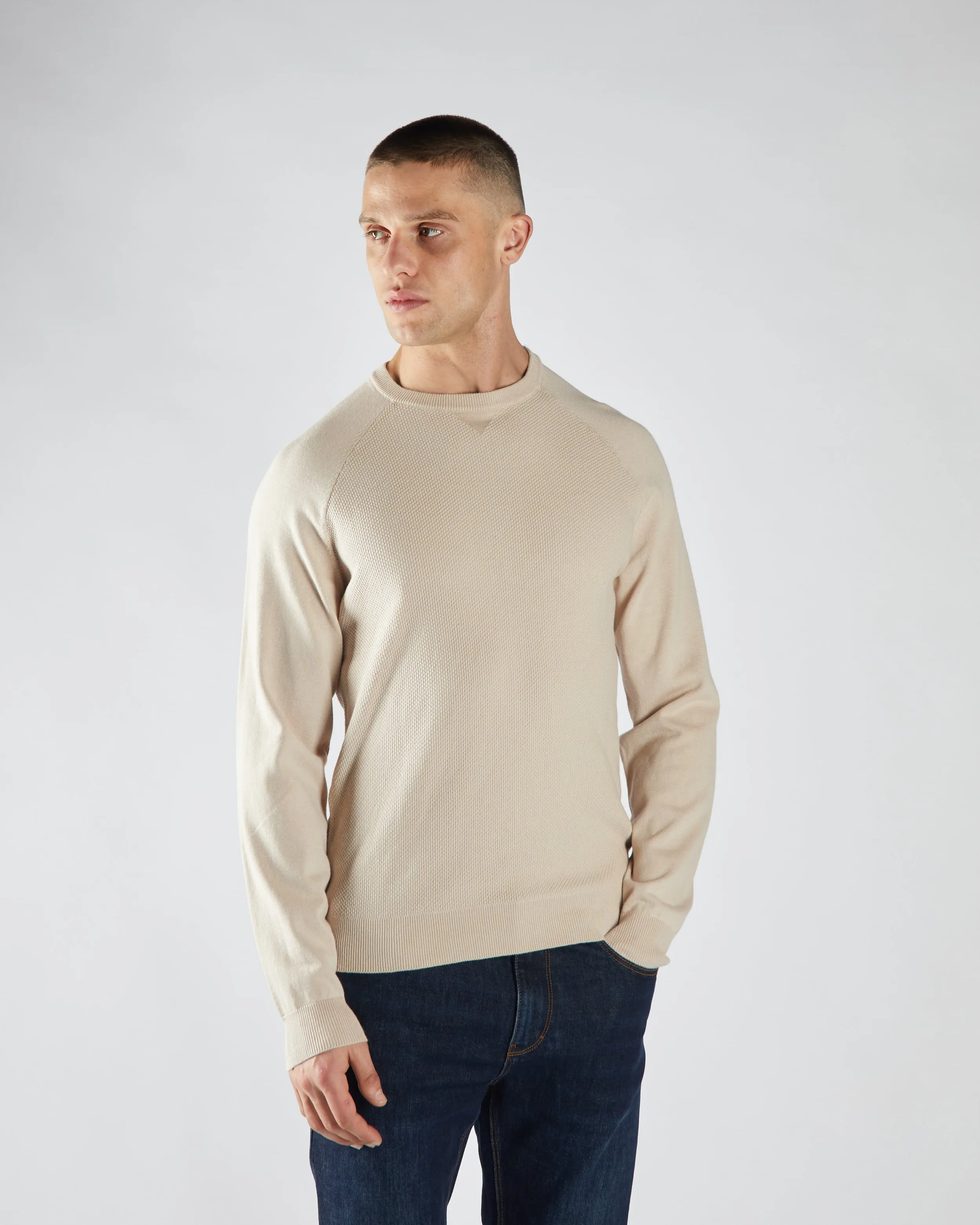 Office Trend Seamless Stitch Construction Preston Sweater Crumb