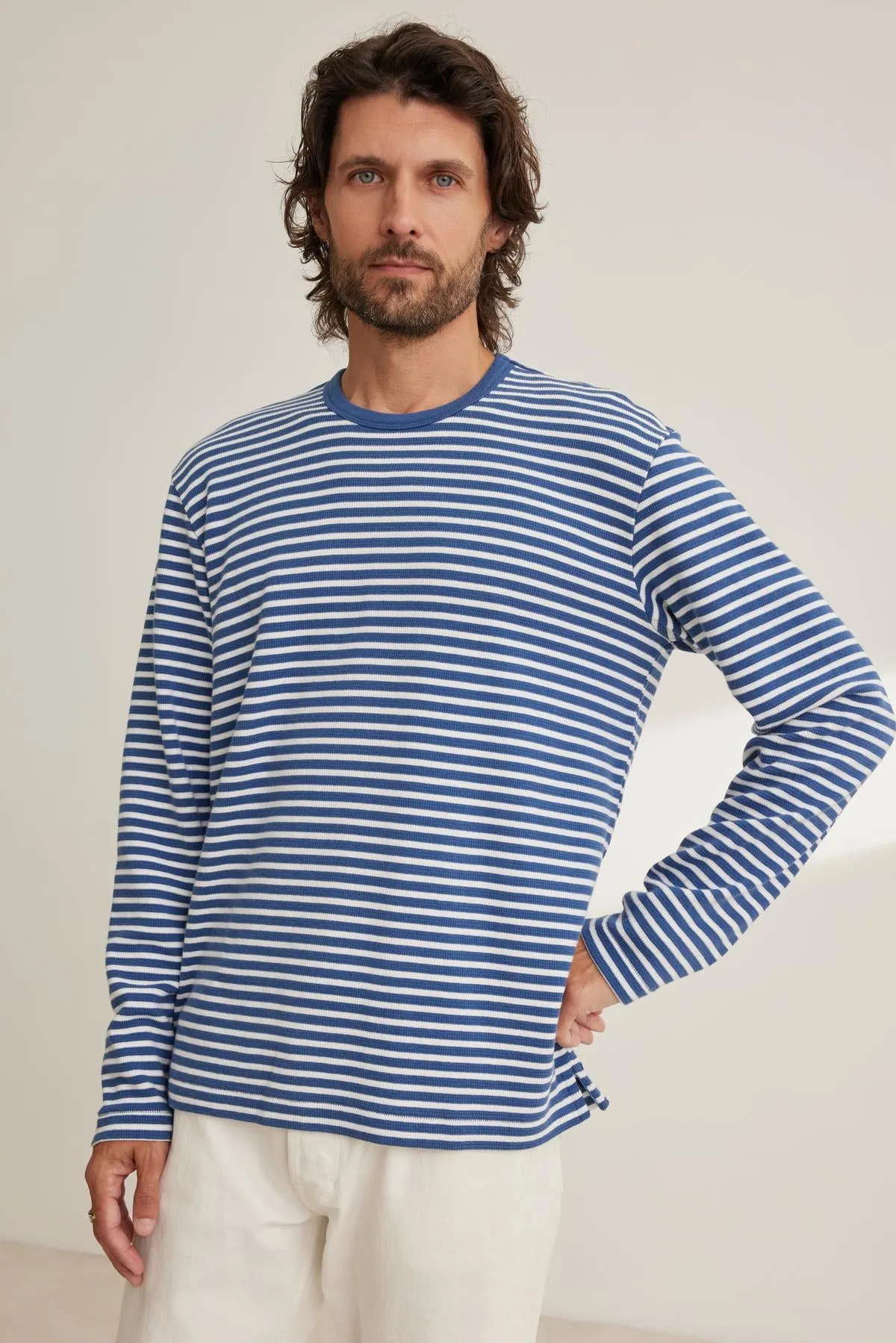 HARLAN THERMAL STRIPED CREW Fall Fashion Textured Weave