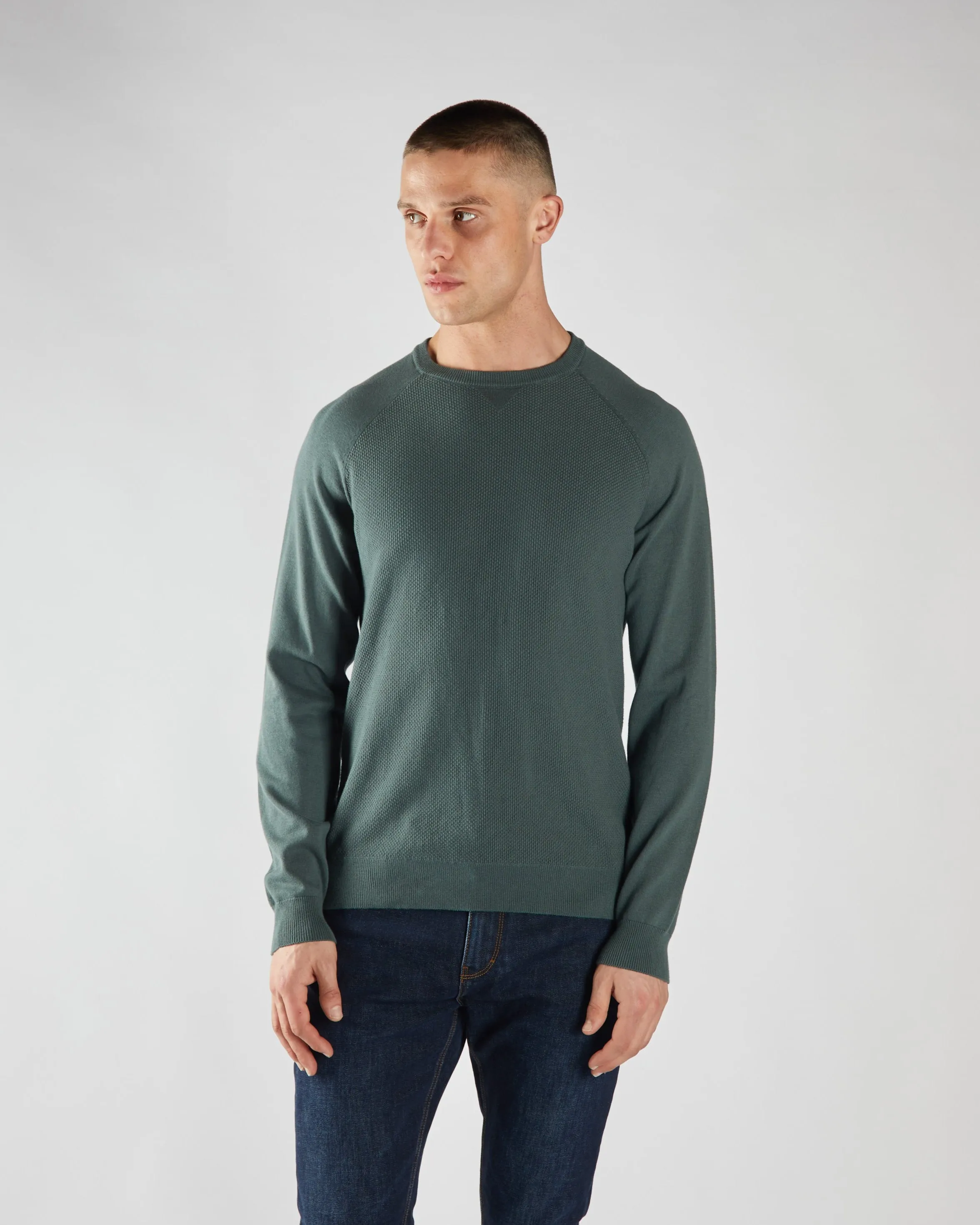 Casual Comfort Flexible Rib Trimming Preston Sweater Lawn Green