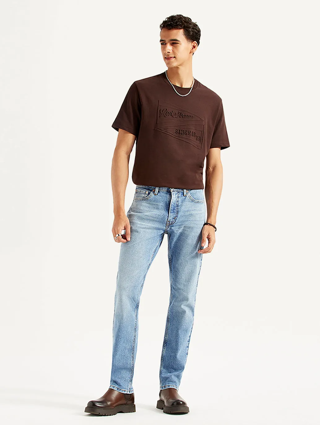 Men's 511 Light Blue Slim Fit Mid Rise Jeans Streetwear Fan Family Style Perfect For Daily