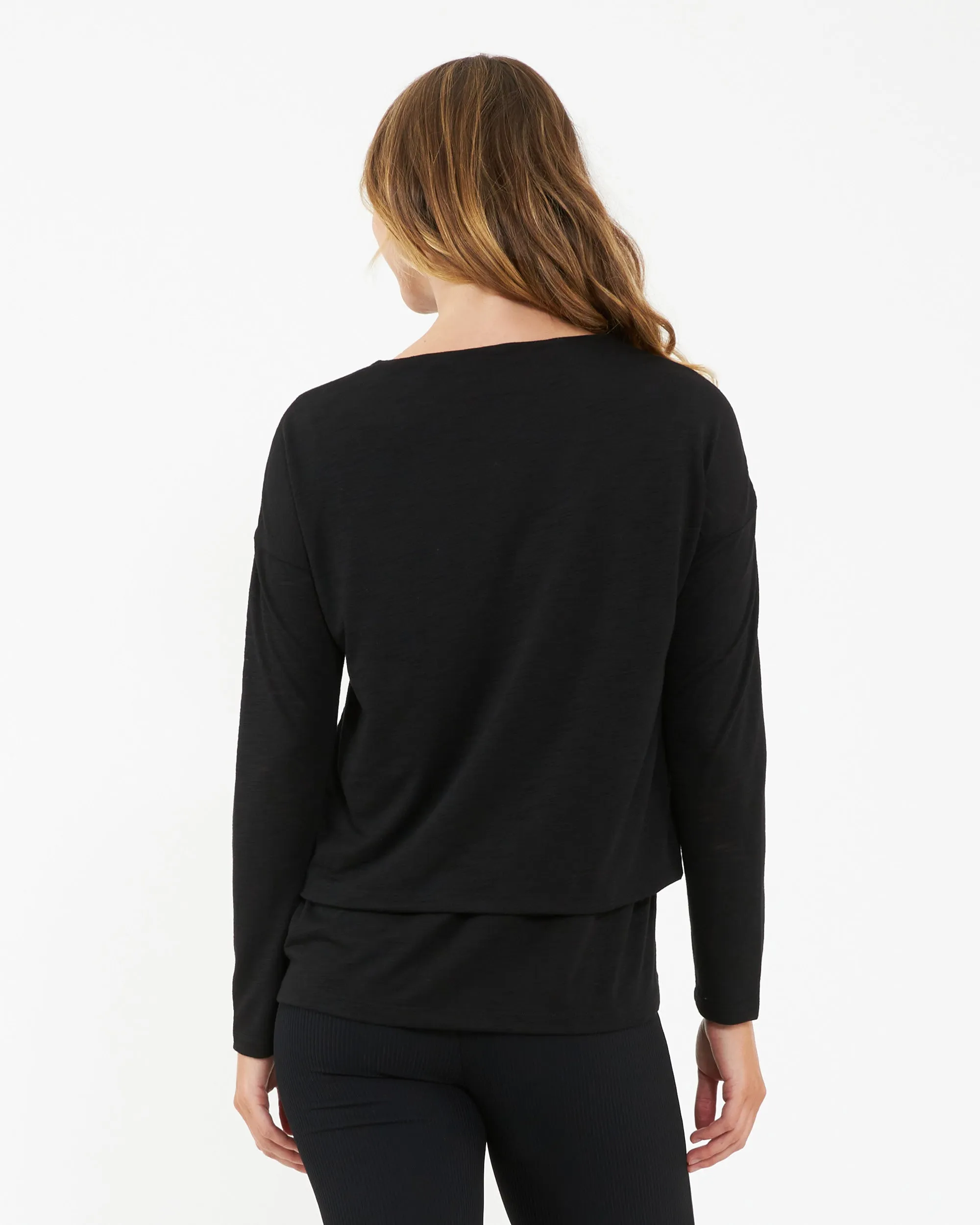 Organic Cotton Jazmin Long Sleeve Nursing Top Black