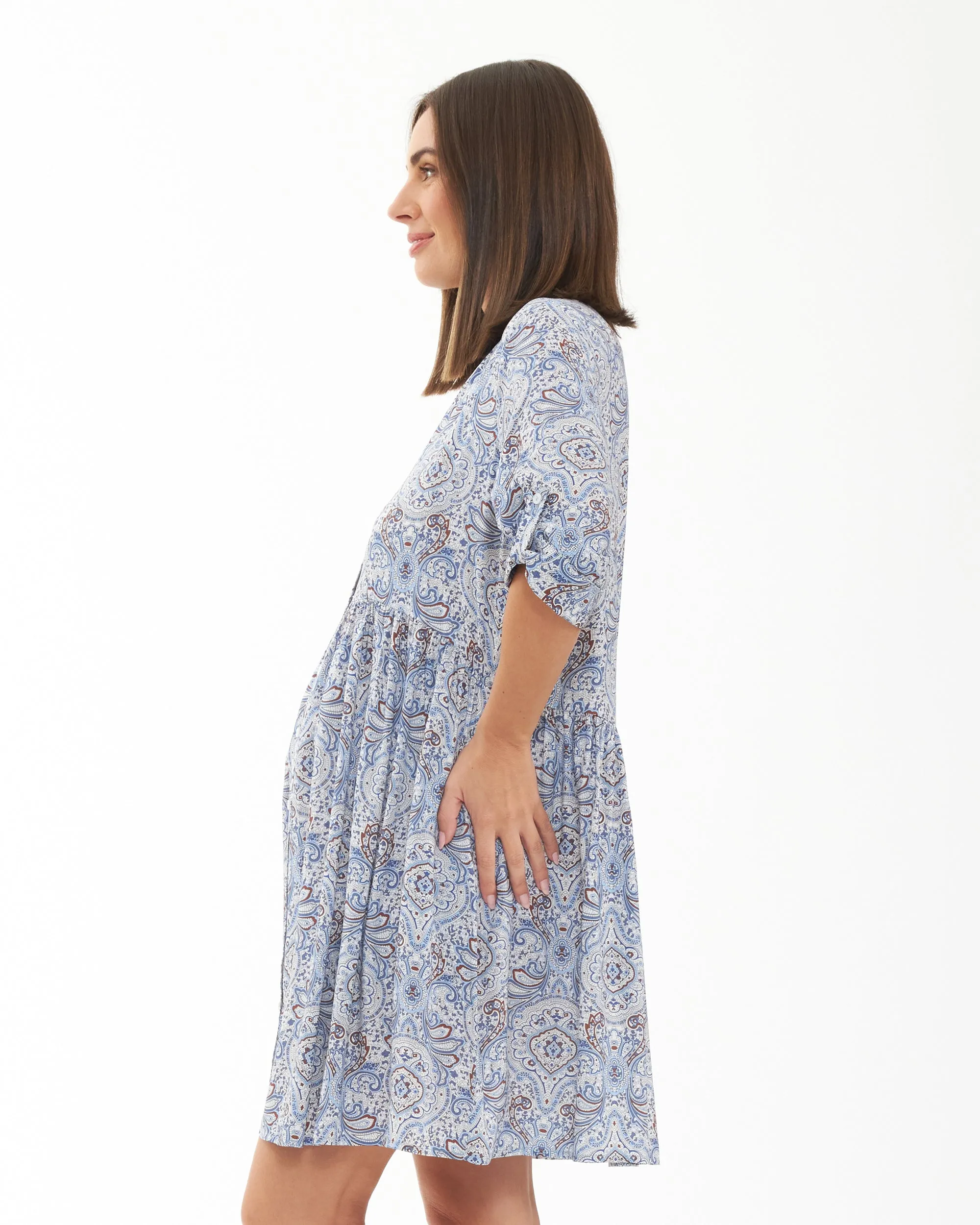 Eco-friendly Recovery Wear Celest Button Through Dress Lapis