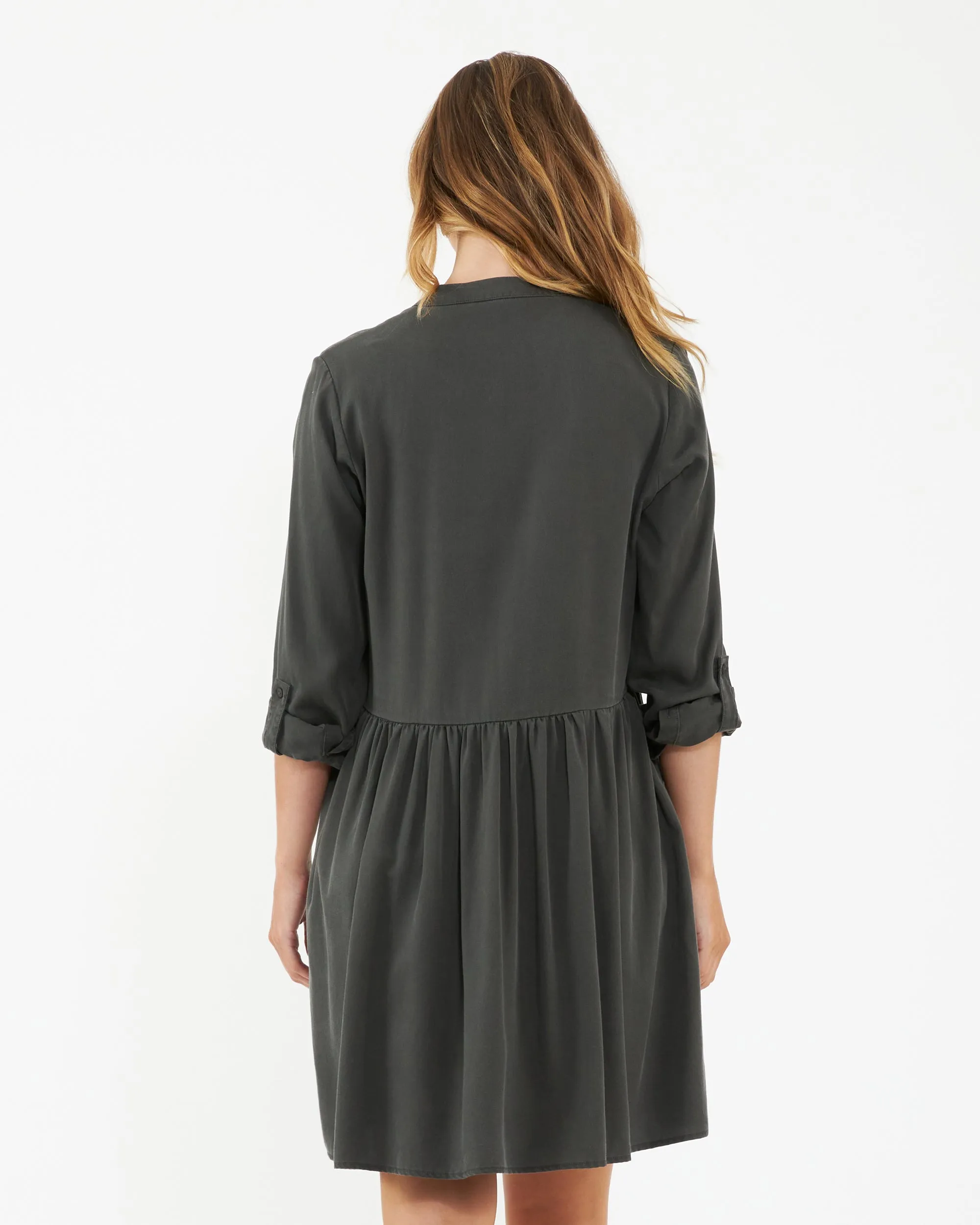 Demi Tencel Dress  Olive split leg
