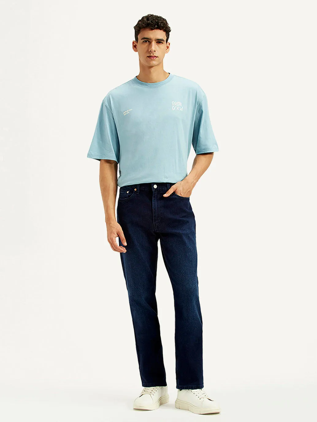 Men's 541 Dark Blue Athletic Tapered Fit Mid Rise Jeans Soft Aesthetic