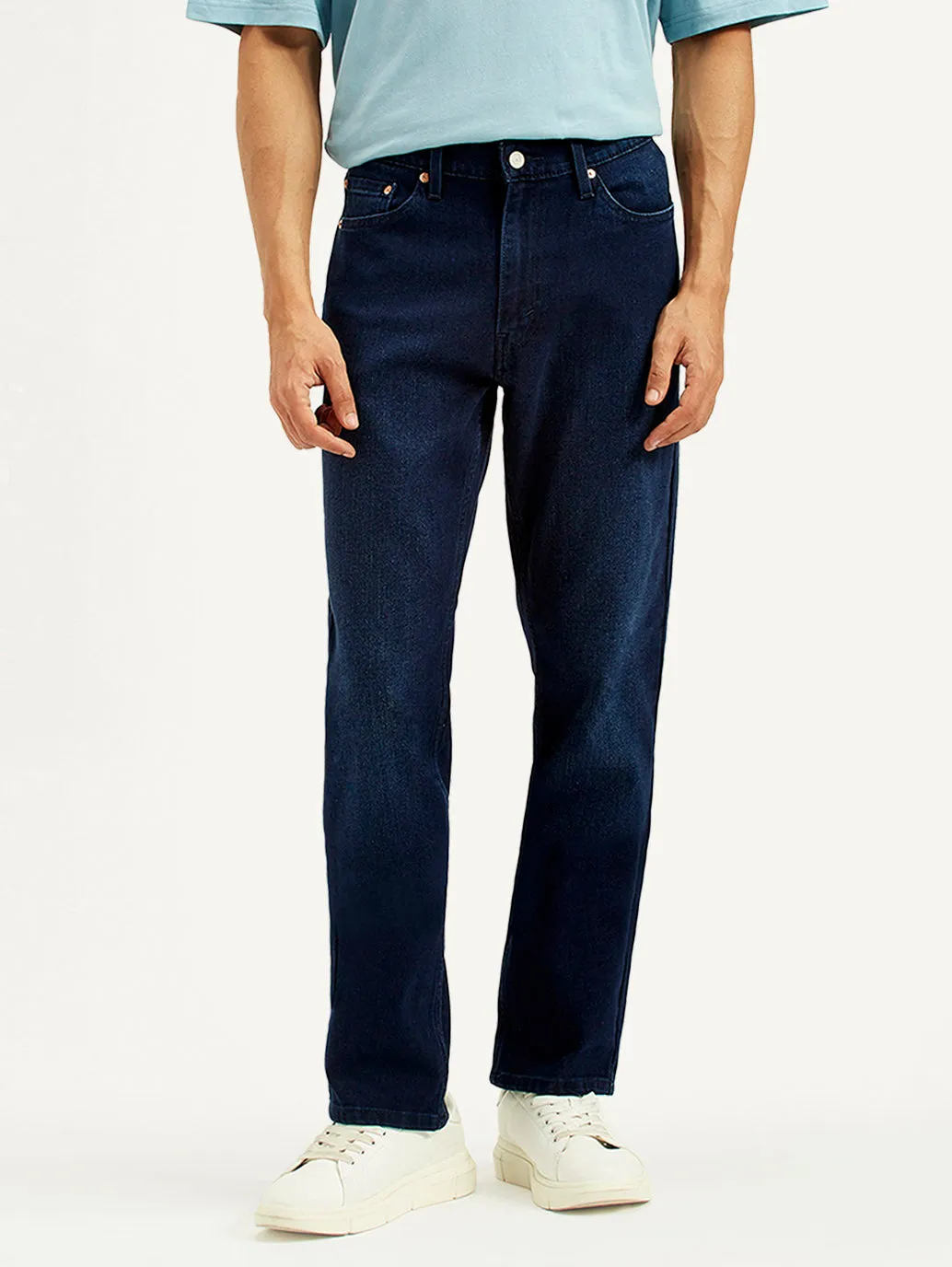 Men's 541 Dark Blue Athletic Tapered Fit Mid Rise Jeans Outdoor Adventure Stylish Classic Wear Slim