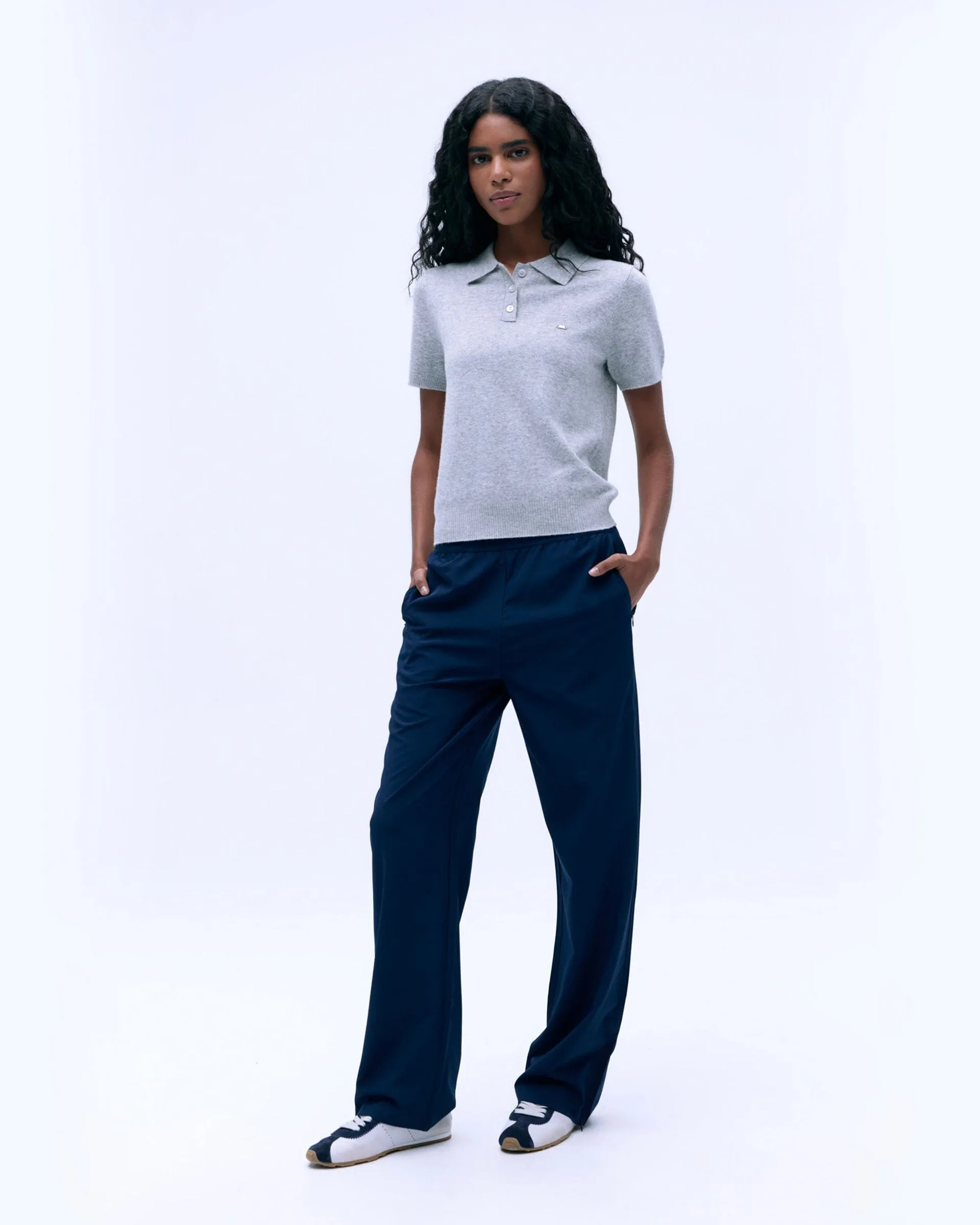 Outdoor Leisure Outer Comfort Knit Short Sleeve Polo Shirt - Light Grey Melange