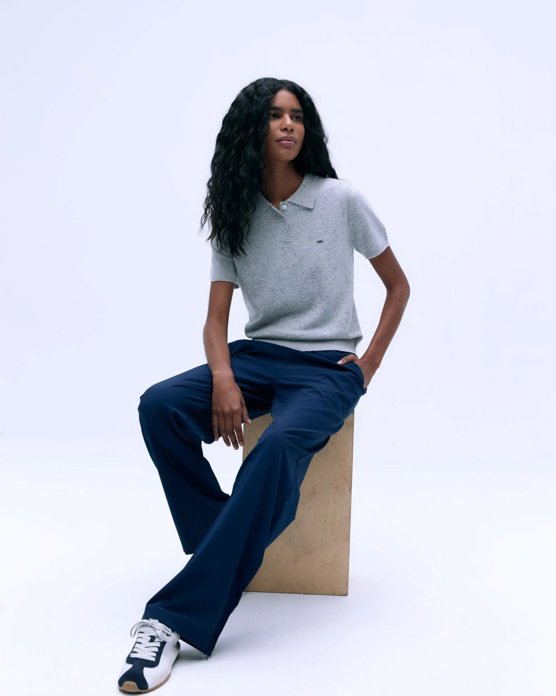 Knit Short Sleeve Polo Shirt - Light Grey Melange Ultra Soft