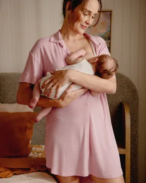 Maternity Shorts Baby care Dreamy Night Shirt Dusty Pink