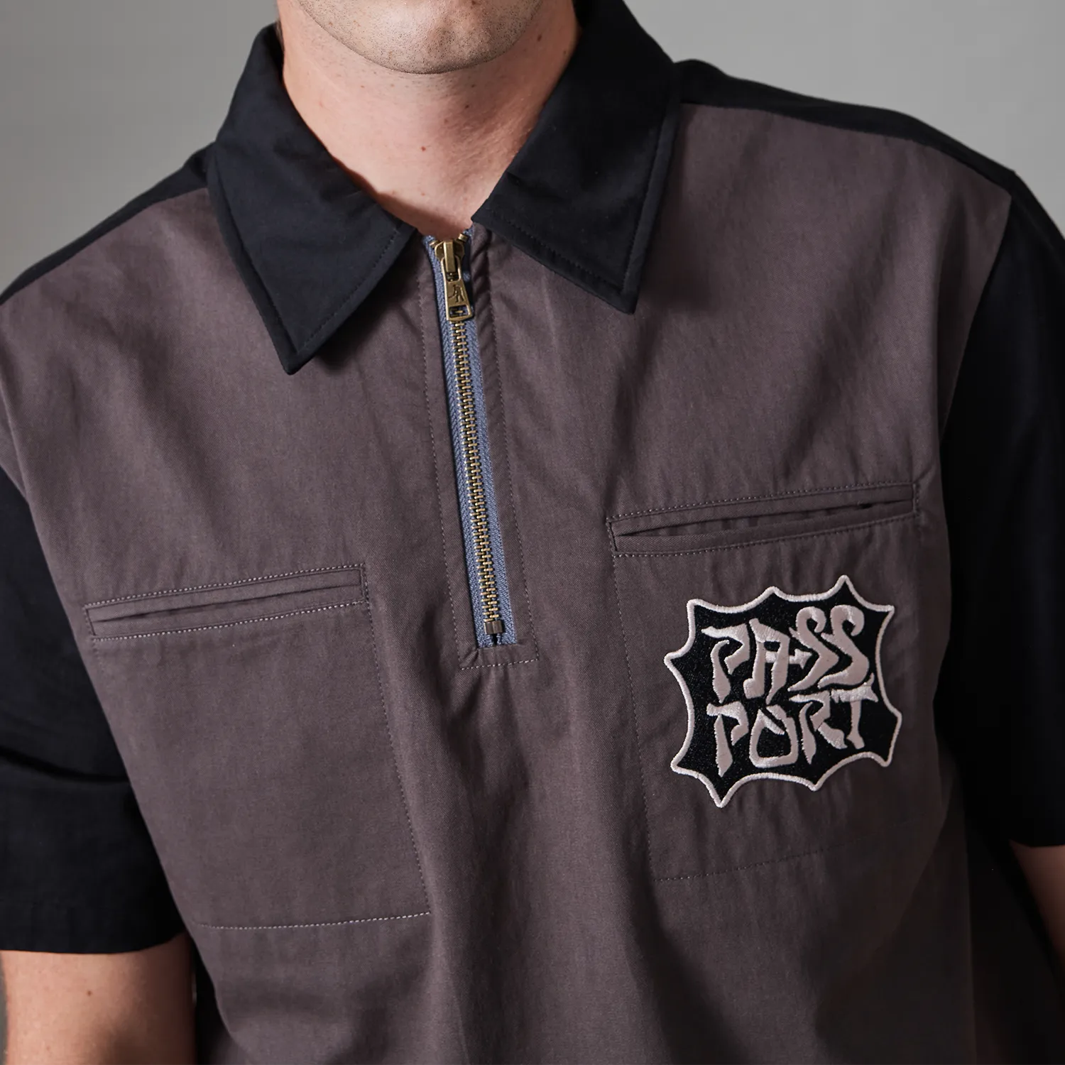 Pass~Port Glyph Packers 1/4 Zip Shirt - Black Soft Feel Fashionable Pick