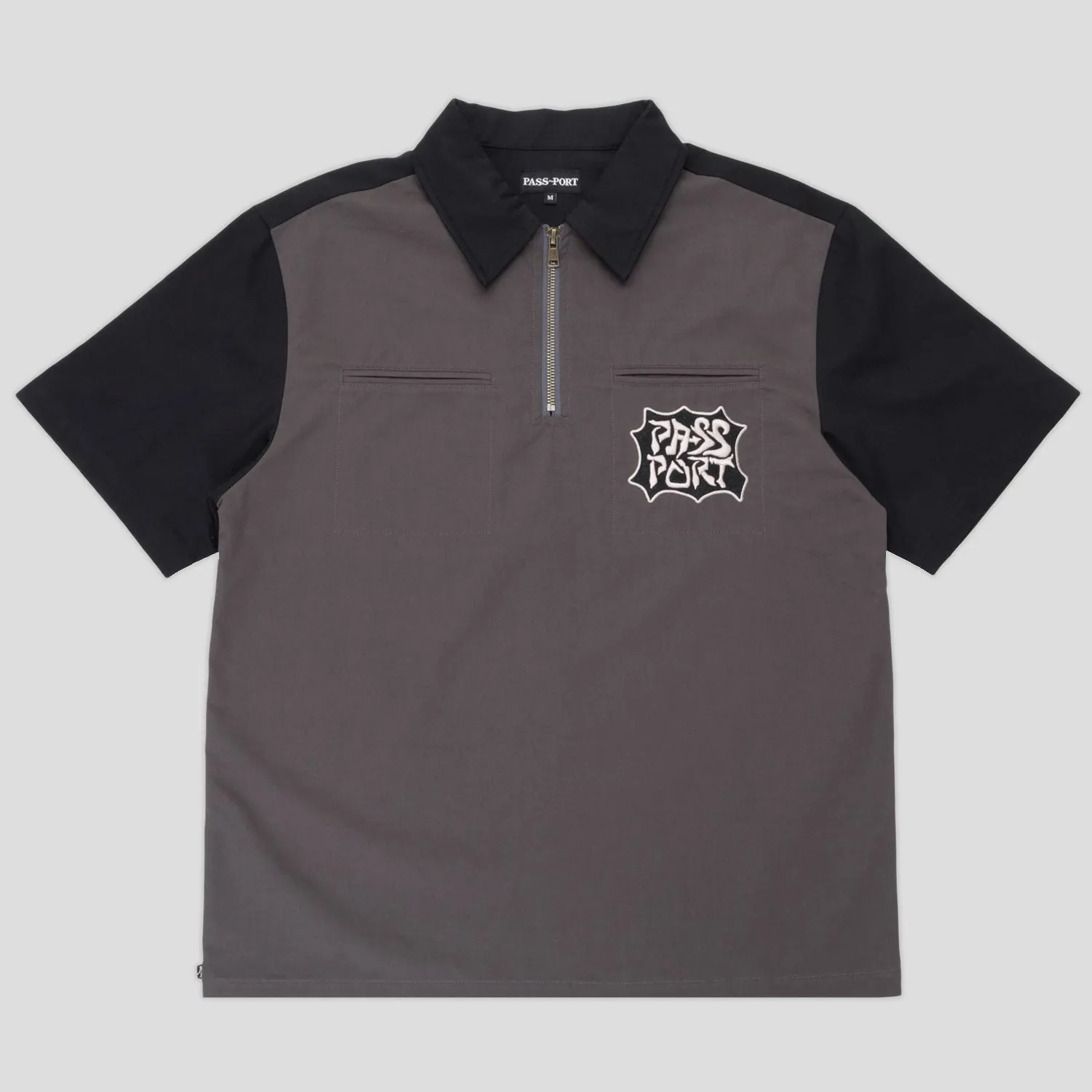 Sustainable Material Pass~Port Glyph Packers 1/4 Zip Shirt - Black