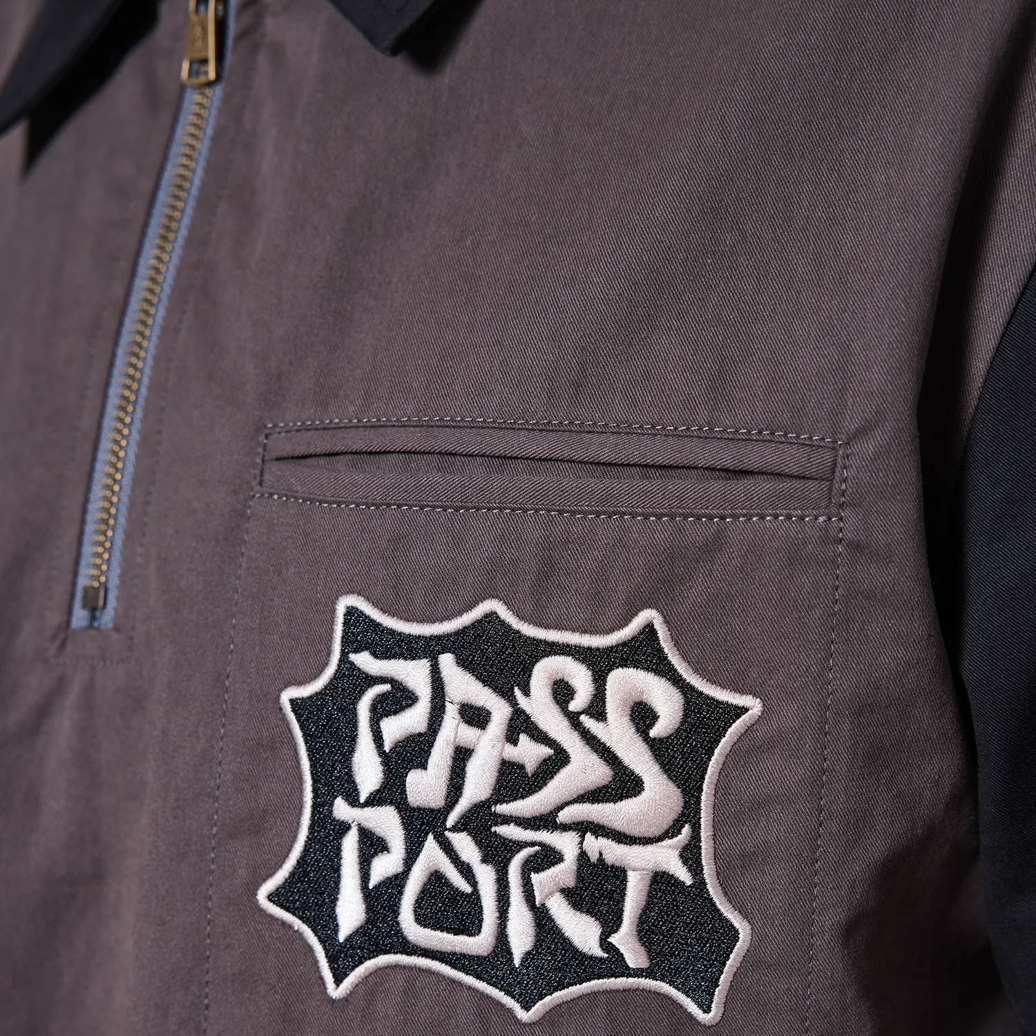 Pass~Port Glyph Packers 1/4 Zip Shirt - Black Asymmetrical Cut