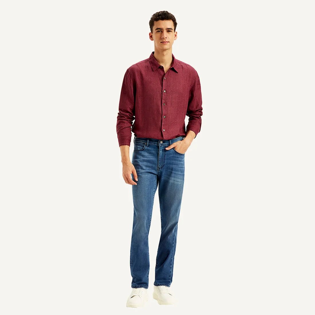 Men's Redloop 511 Blue Slim Fit Mid Rise Jeans Textured Smart Casual Road Trip