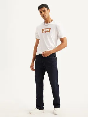 All Day Wear Men's 555 Navy Blue Relaxed Straight Mid Rise Utility  Jeans