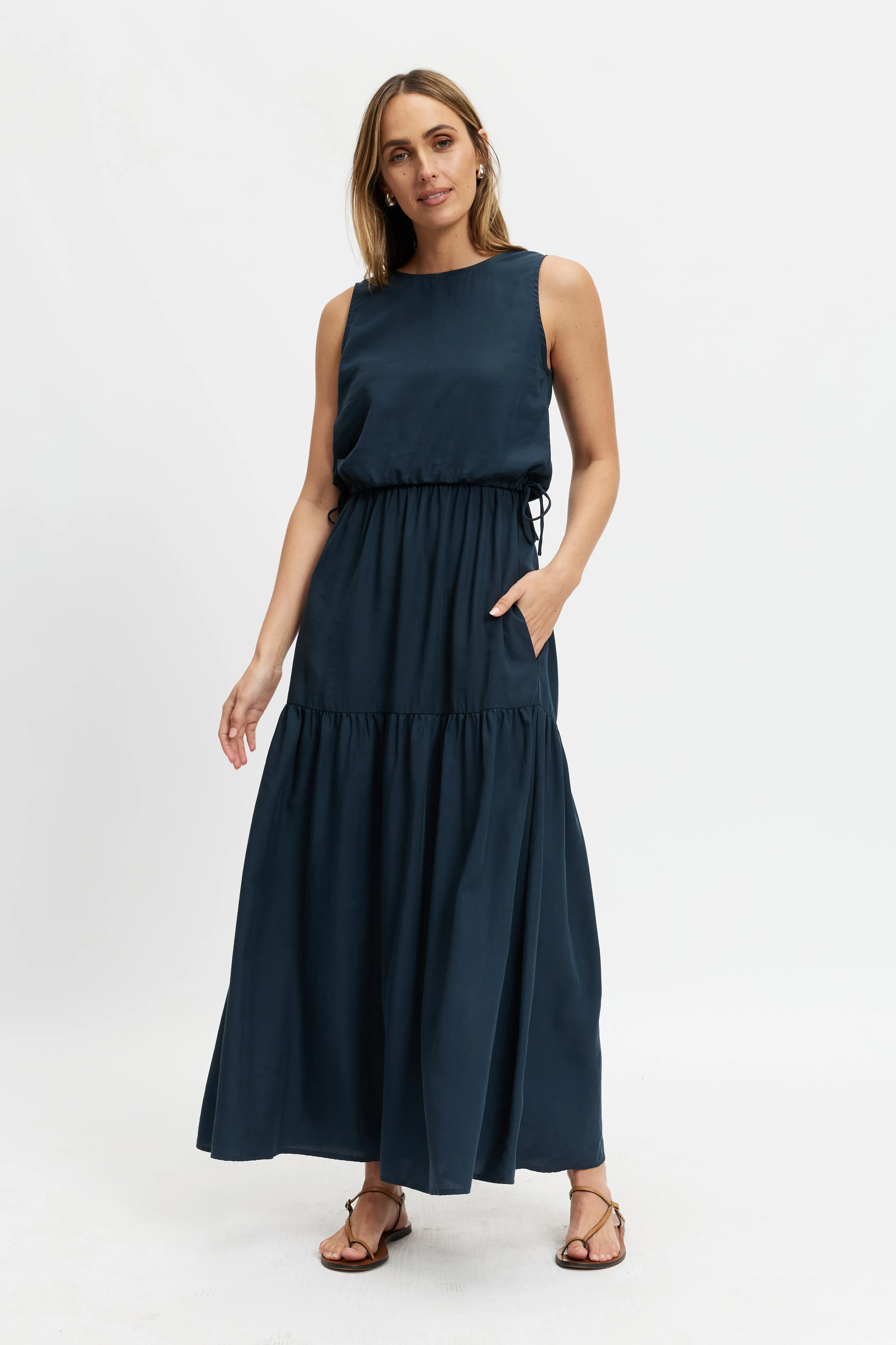 Dylan Layered Midi Dress - Slate Multipurpose Use