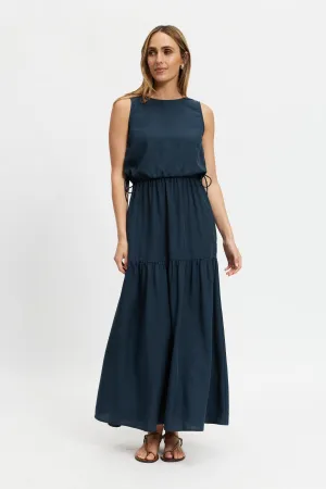 Dylan Layered Midi Dress - Slate discreet nursing