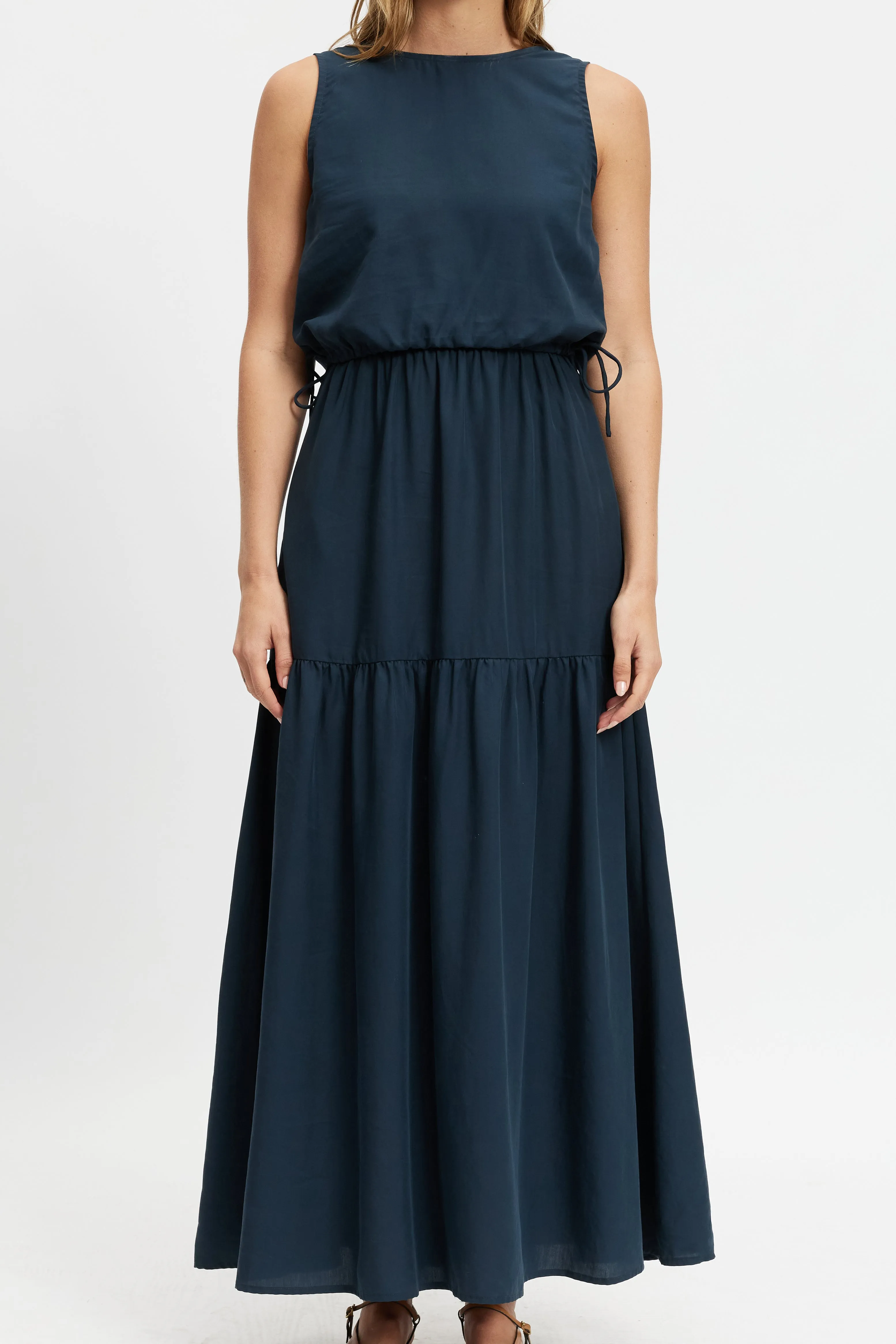 Dylan Layered Midi Dress - Slate sleeved dress