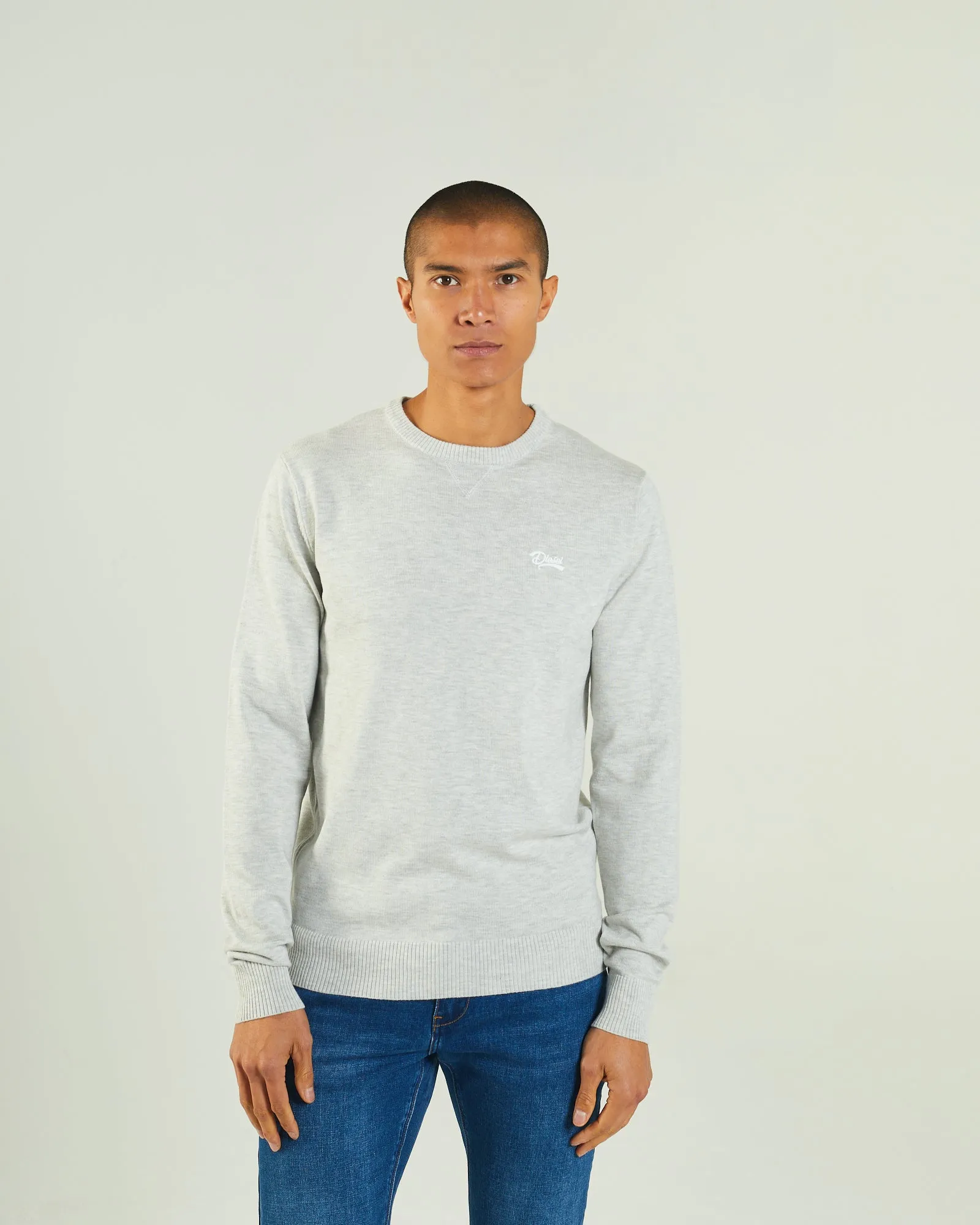 Reinforced Edging Butter Soft Yarn Dylan Round Neck Blizzard Marl