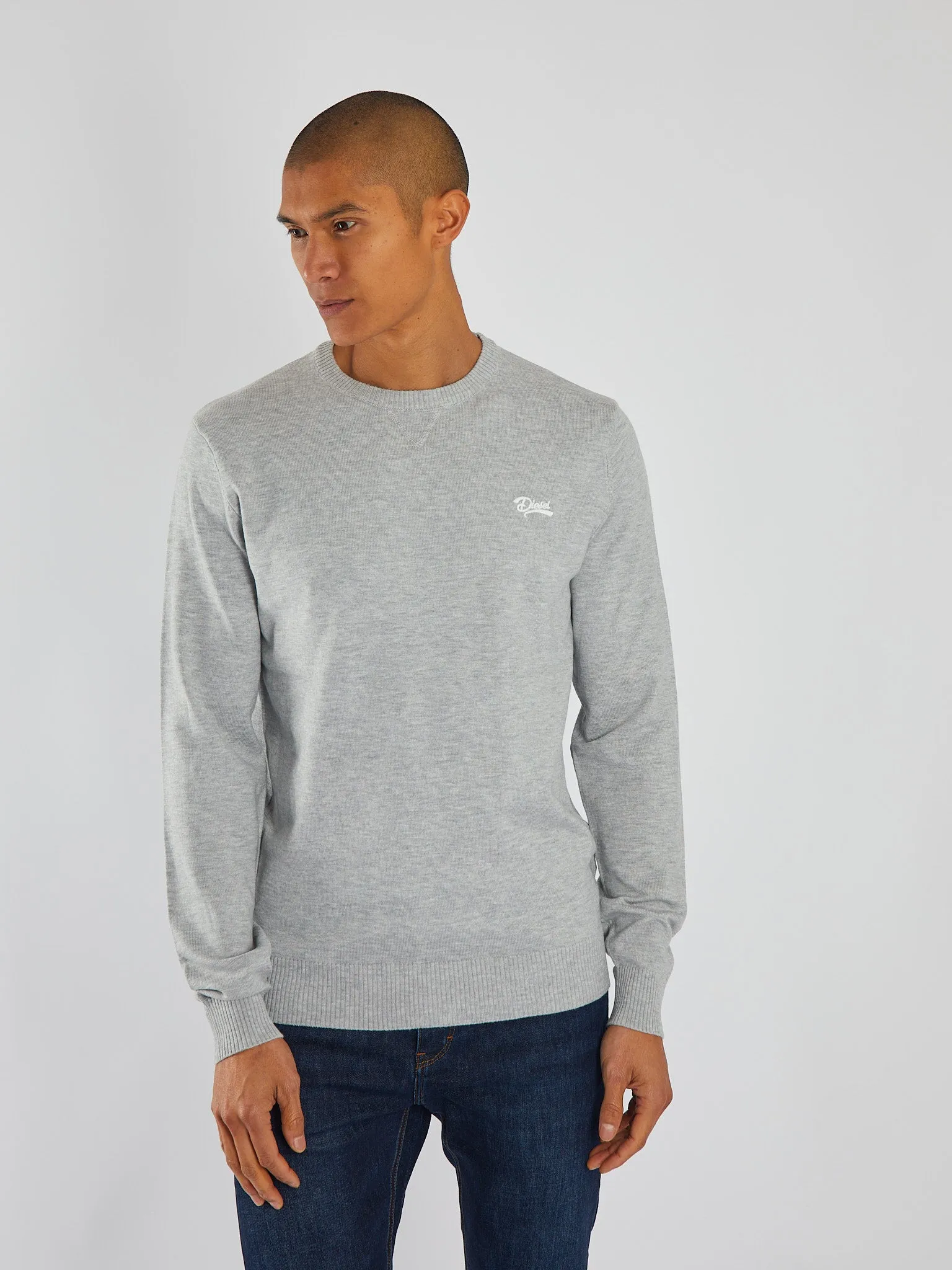 Dylan Round Neck New Grey Marl Double Layered Collar
