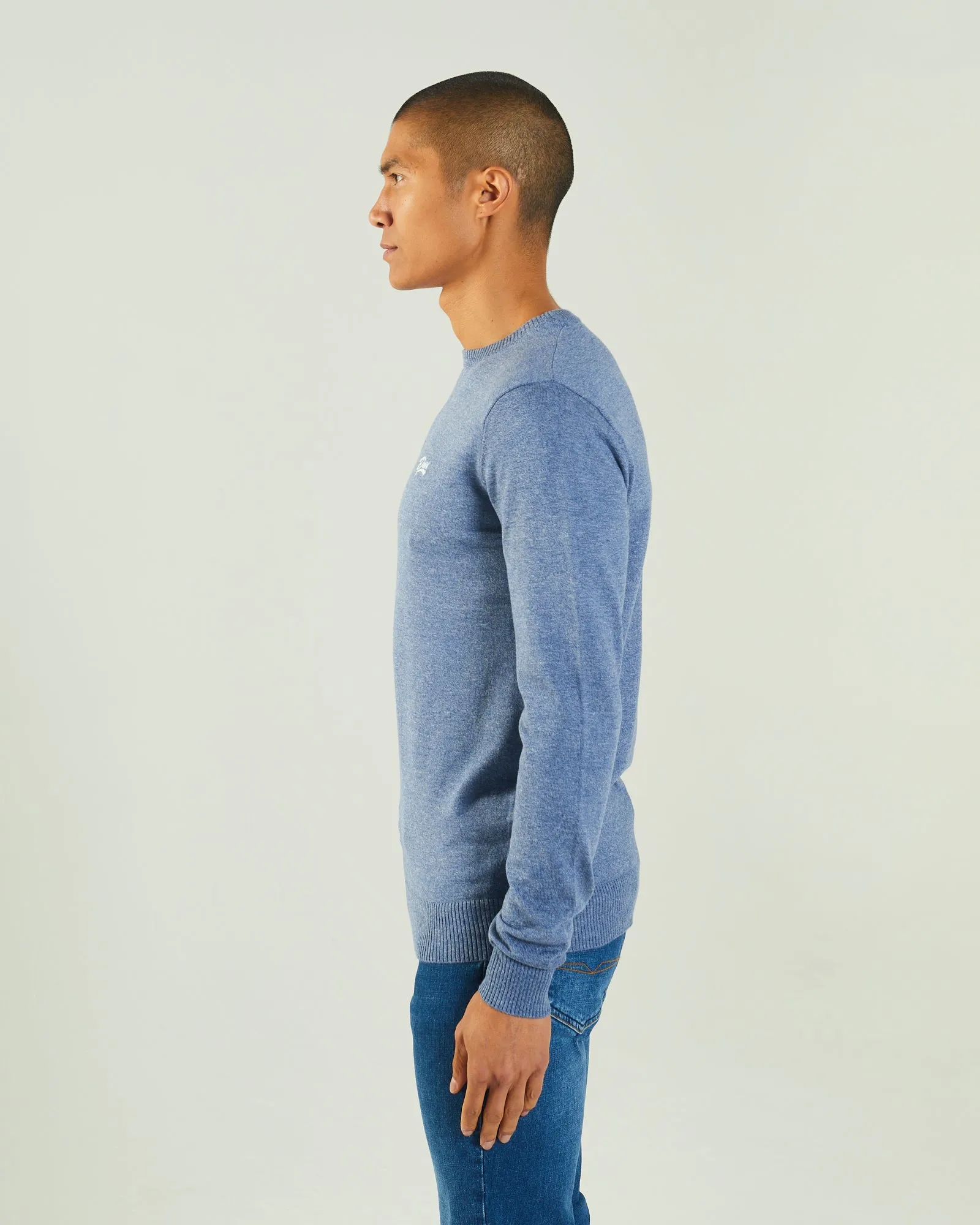 Dylan Round Neck Snorkel Blue Melange Cozy Comfort