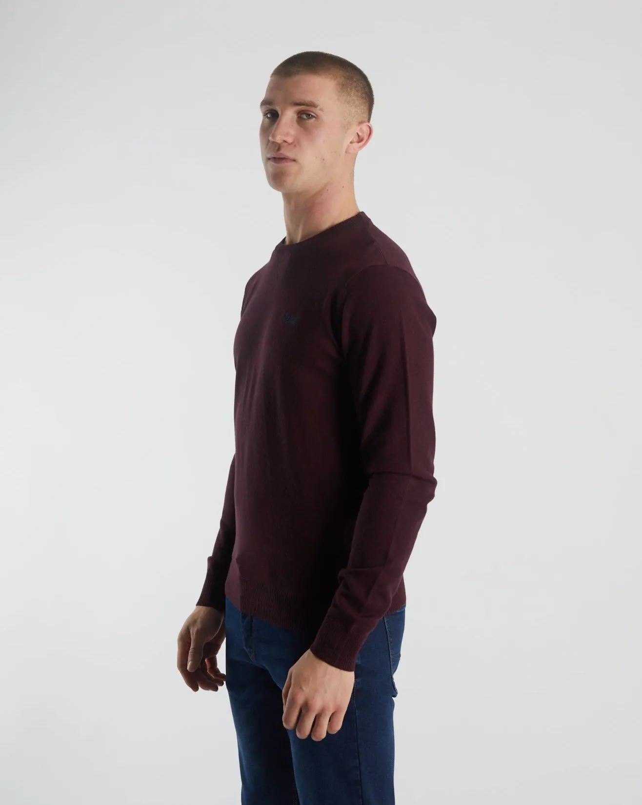 Dylan Round Neck Wine Port Layered Stitch Details