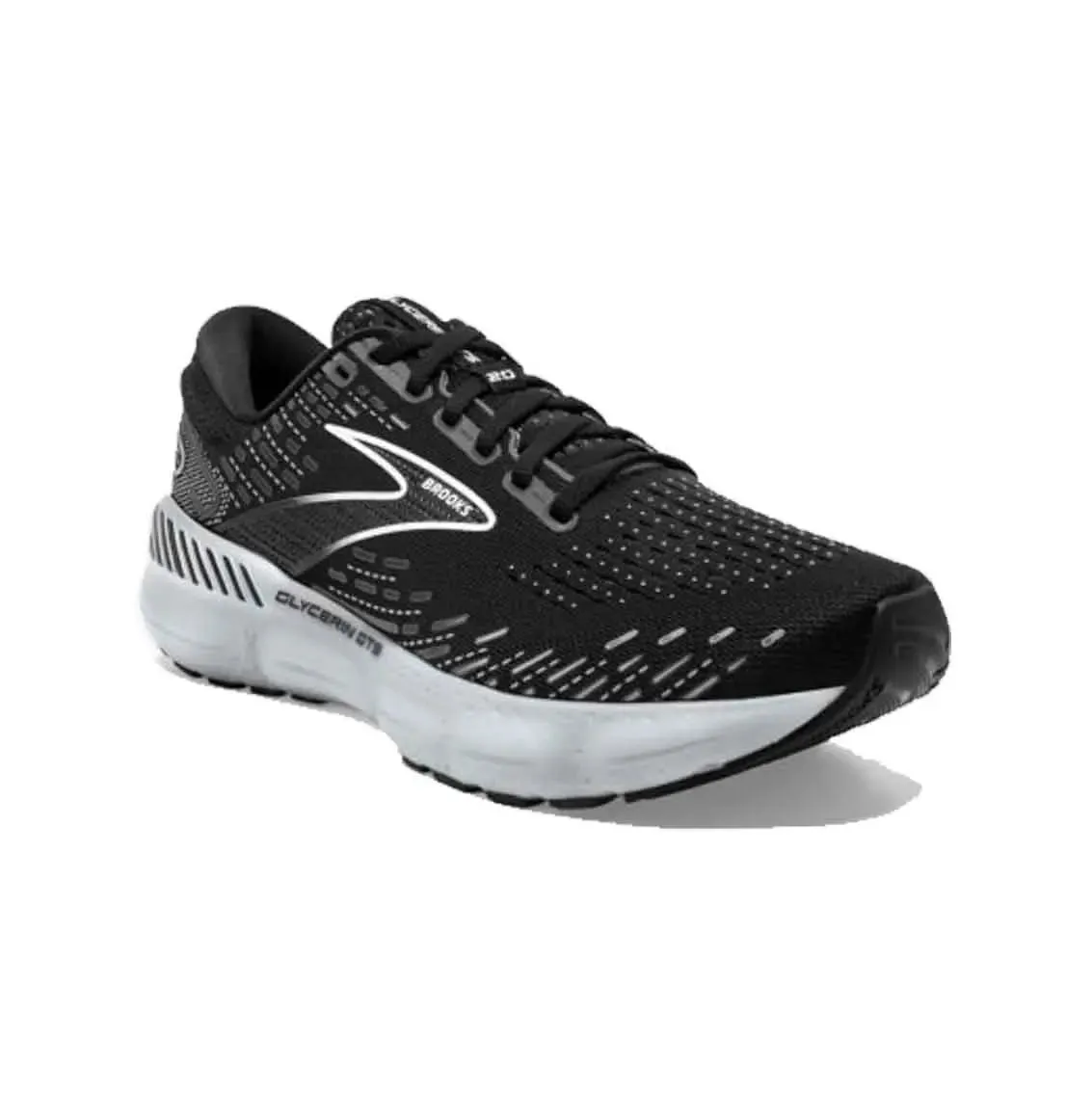 Womens Brooks Glycerin GTS 20 (Wide) - Black / White senior care