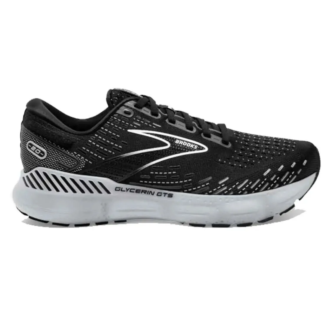 Mom Fit Womens Brooks Glycerin GTS 20 (Wide) - Black / White