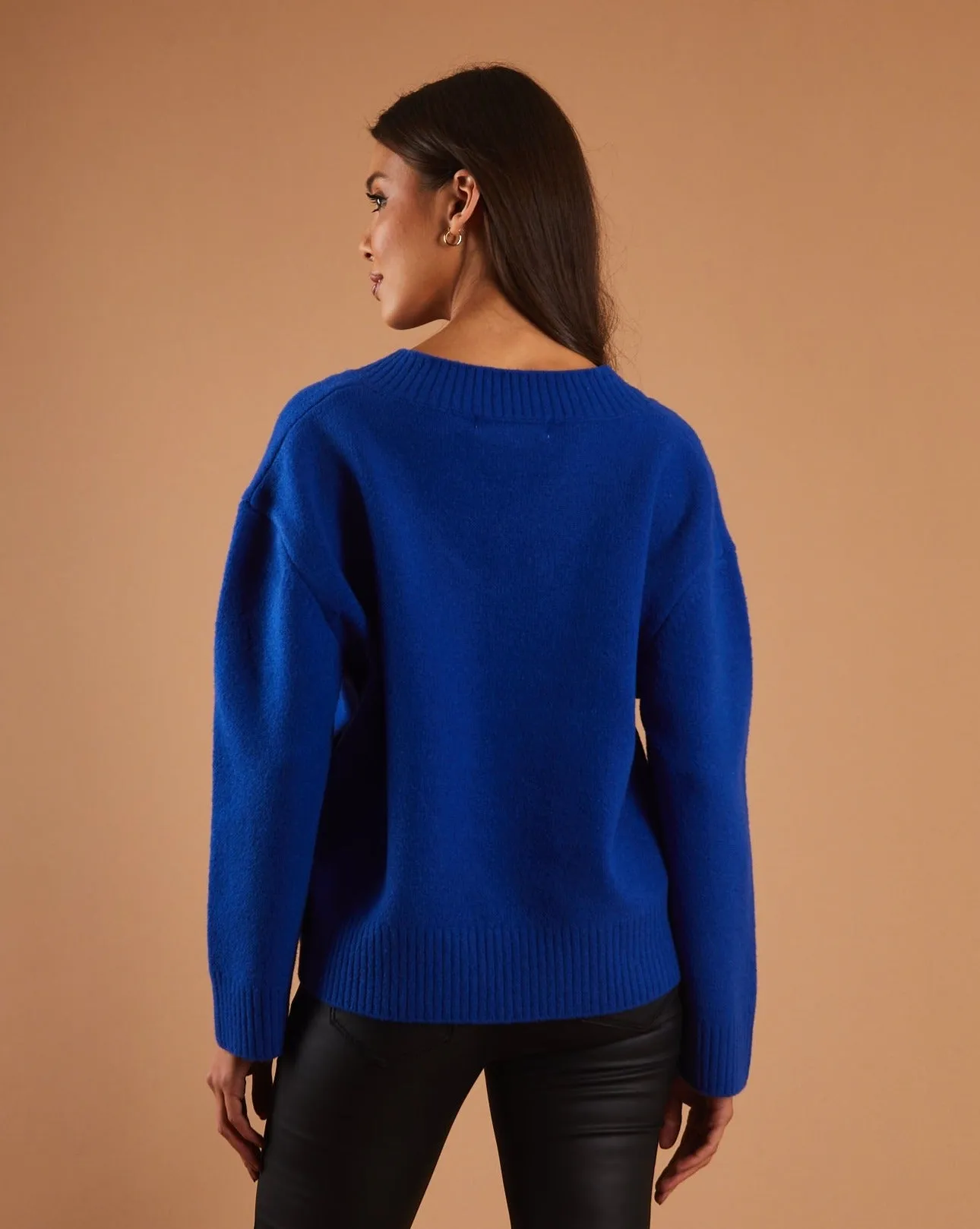 Brushed Inner Lining Easy Draping Atalie Knit Bold Blue