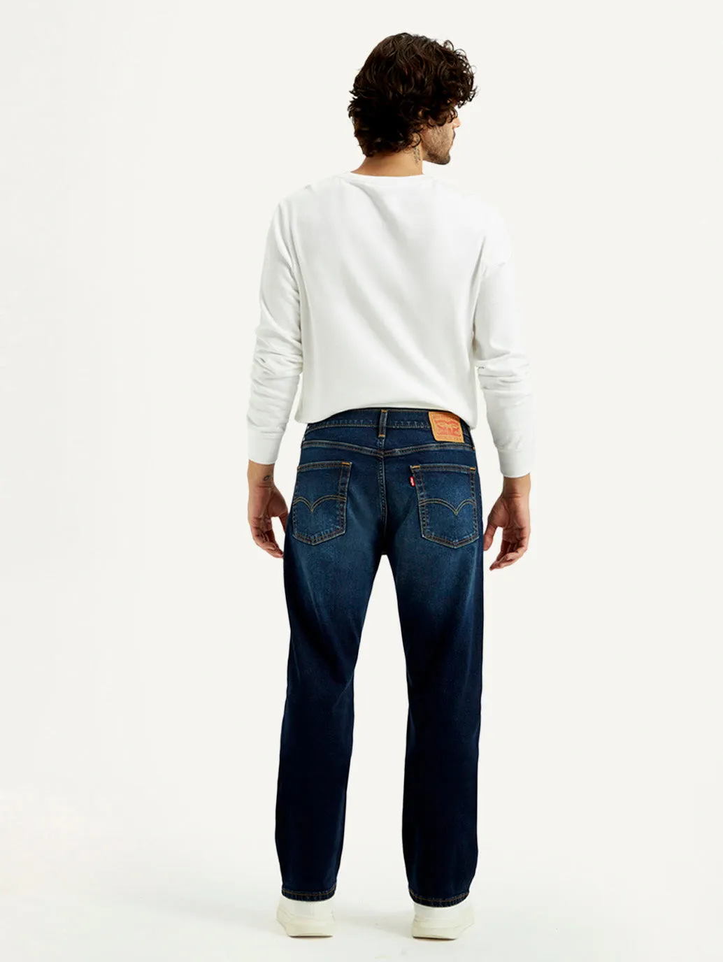 Sleek Silhouette Men's 555 Dark Indigo Loose Fit Mid Rise Jeans