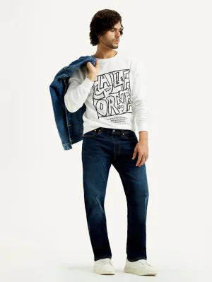 Date Night Summer Vibes Men's 555 Dark Indigo Loose Fit Mid Rise Jeans