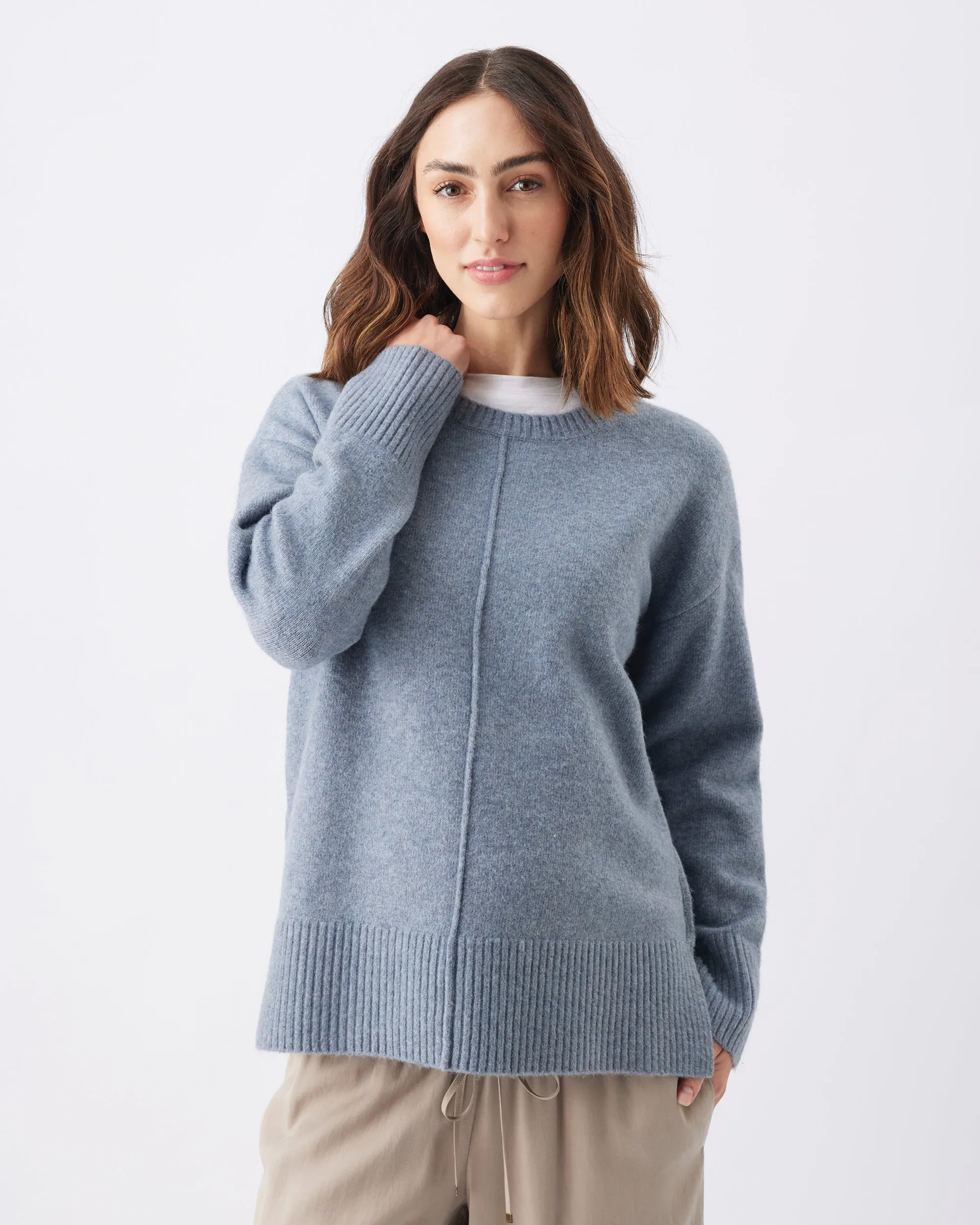 Wrap Design Relaxed Fit Eva Nursing Knit  Blue Marle