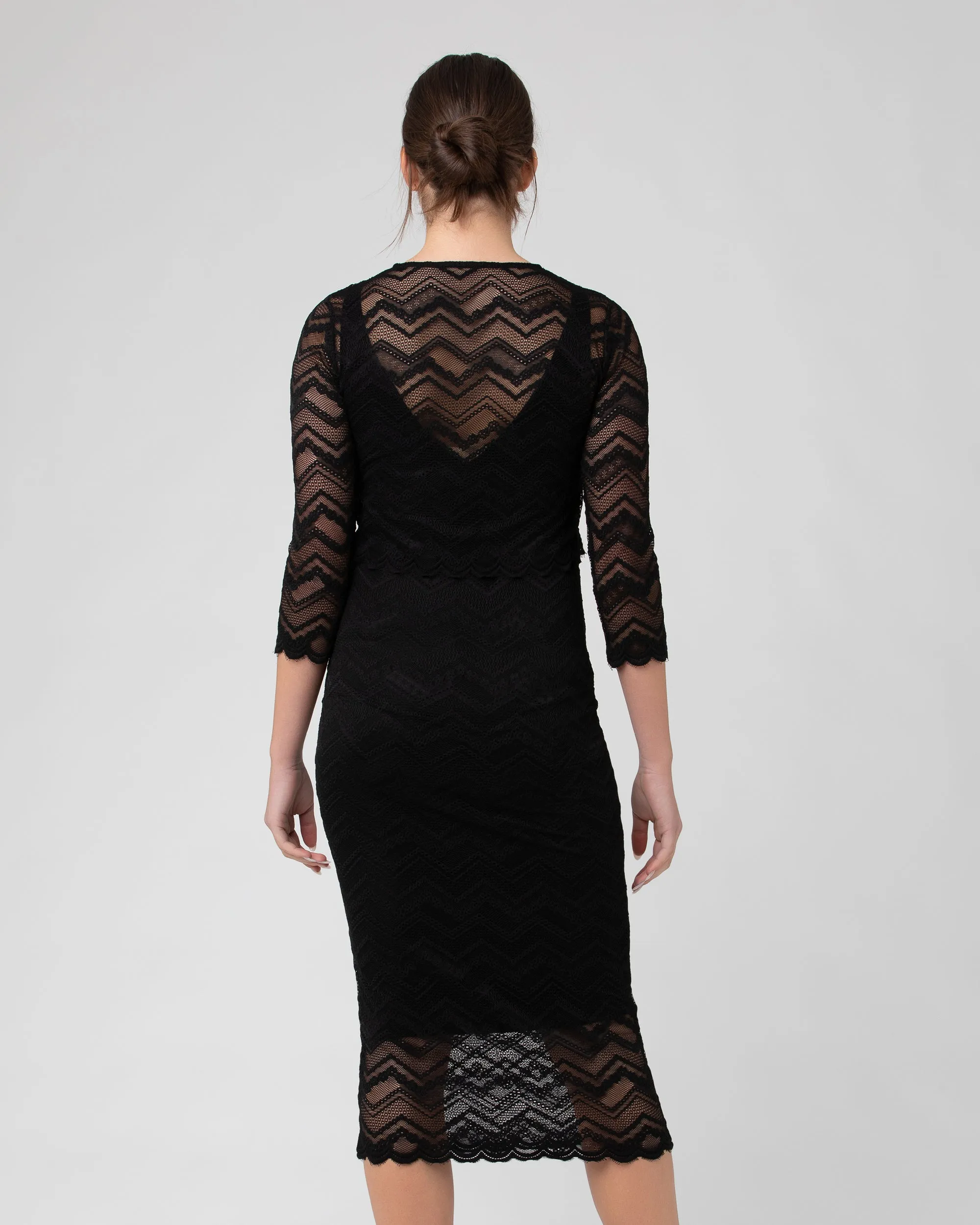 High Waist capsule wardrobe Eve Lace Nursing Dress Black