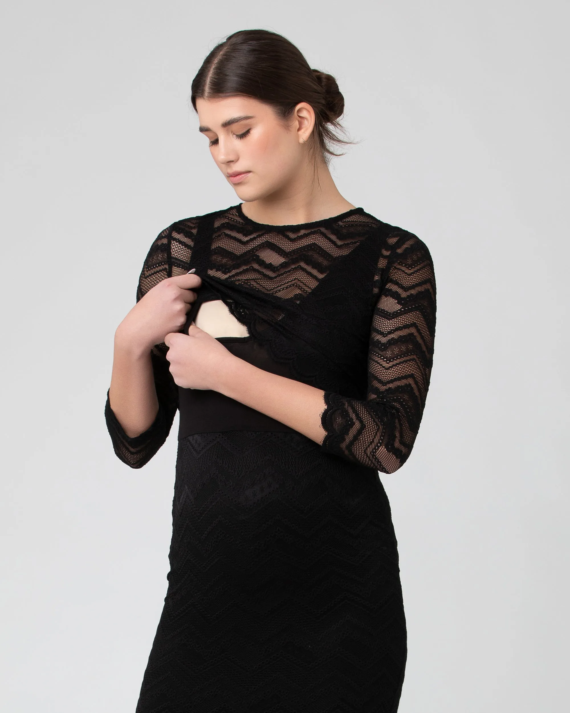 Eve Lace Nursing Dress Black all body types