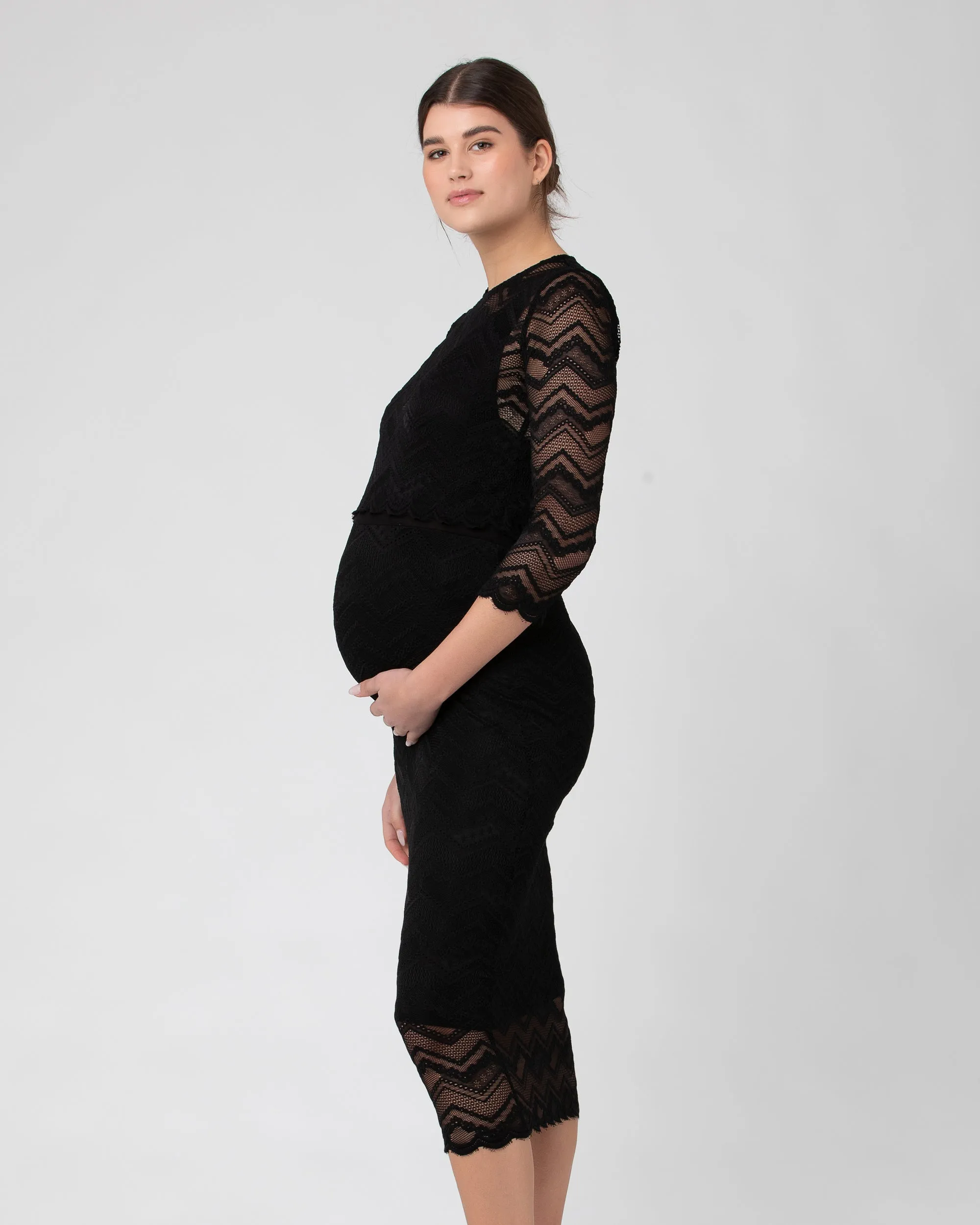 Soft Fabric Eve Lace Nursing Dress Black