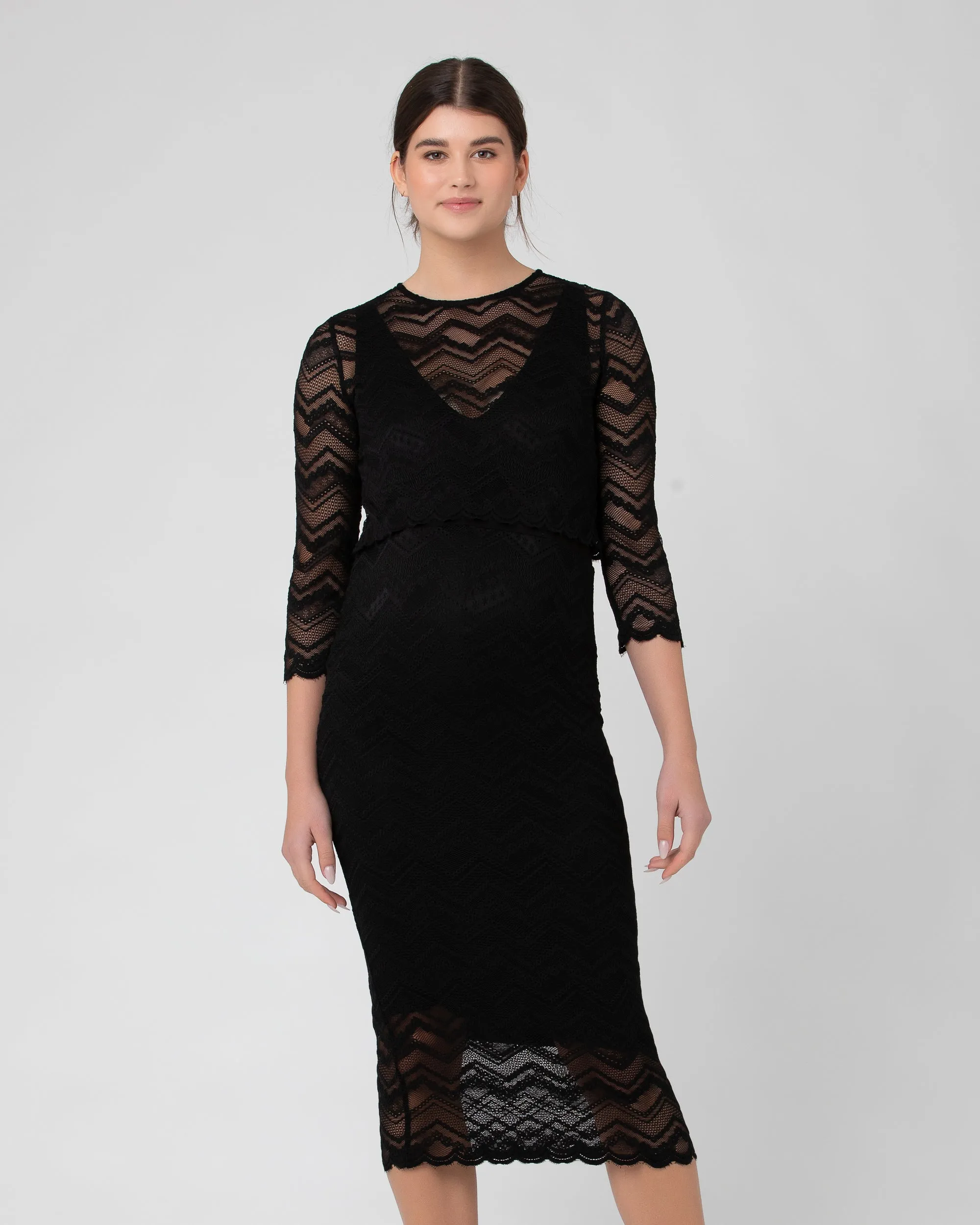 travel maternity Eve Lace Nursing Dress Black