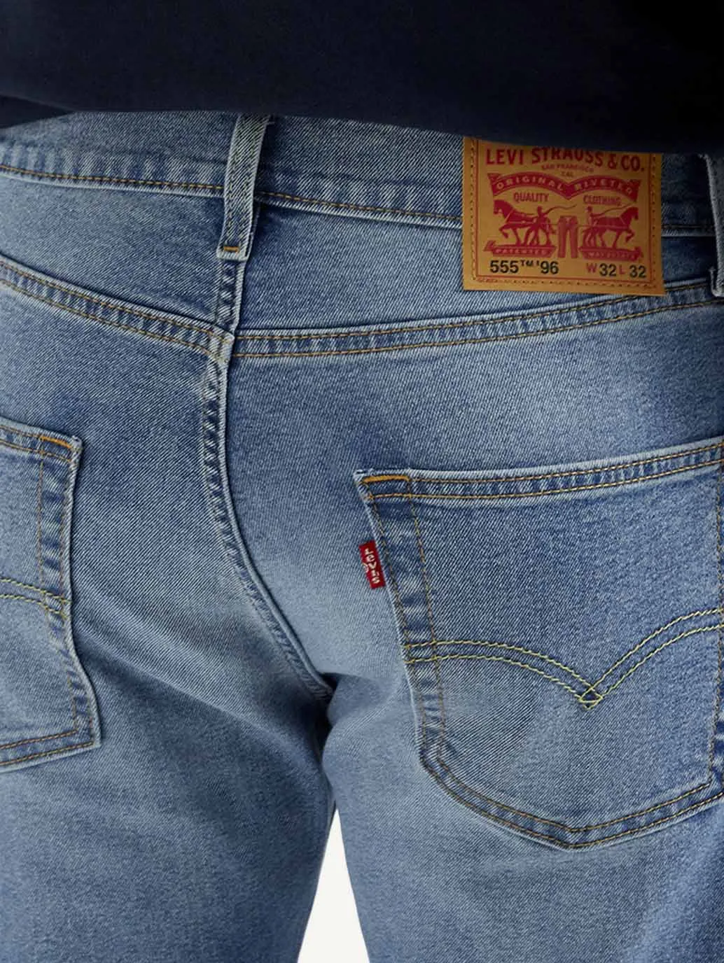 Subtle Detail Anti Fade Technology Men's 555 Med Indigo Loose Fit Mid Rise Jeans