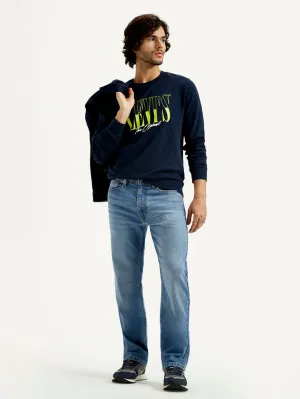 Modern Design Smooth Road Trip Men's 555 Med Indigo Loose Fit Mid Rise Jeans