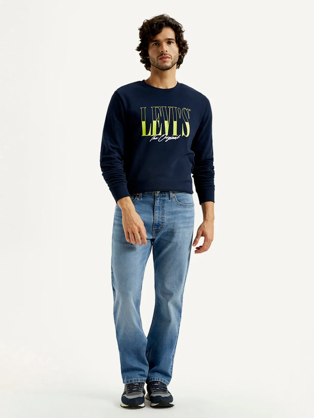 Men's 555 Med Indigo Loose Fit Mid Rise Jeans Fit And Easy