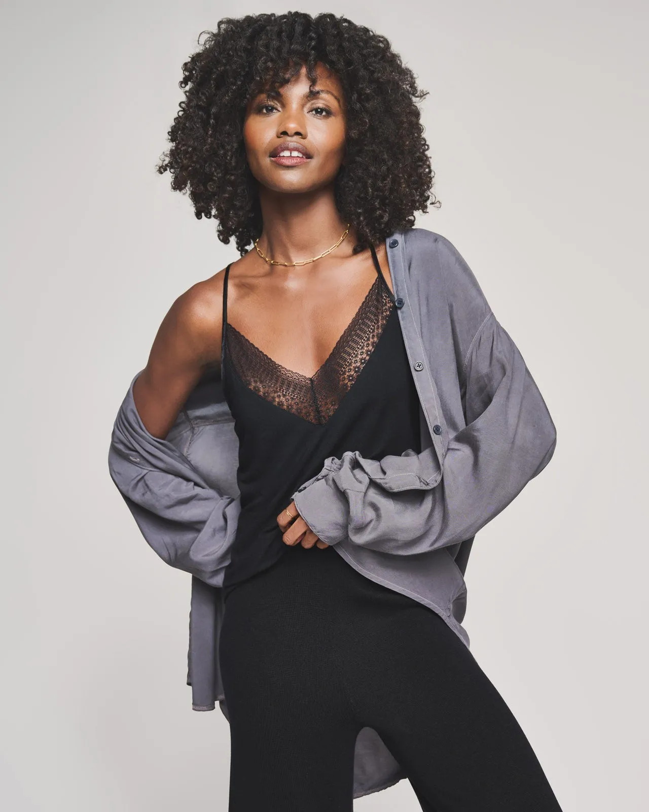 Water Based Ink Print Everywhere LYR Lace Trim Tank