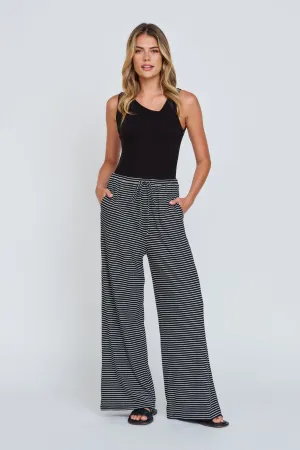 Ivy 2.0 Stripe Wide Leg Pant - Black / White all body types