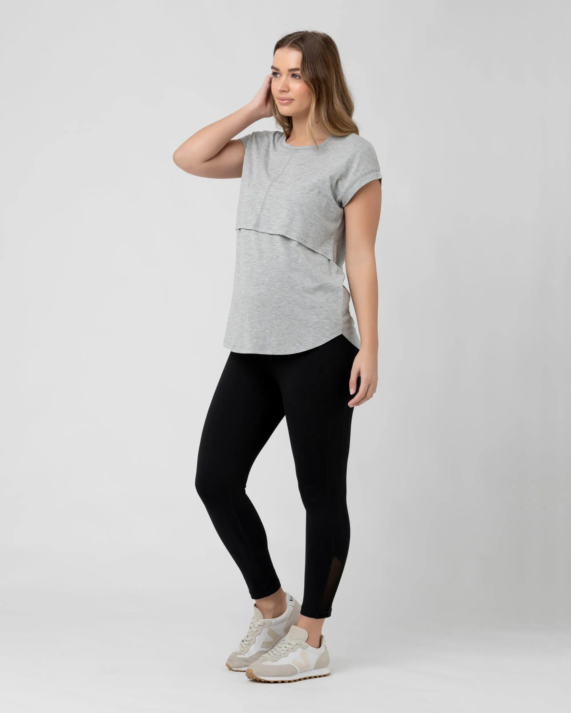 Richie Nursing Tee Grey Marle bump friendly Below knee